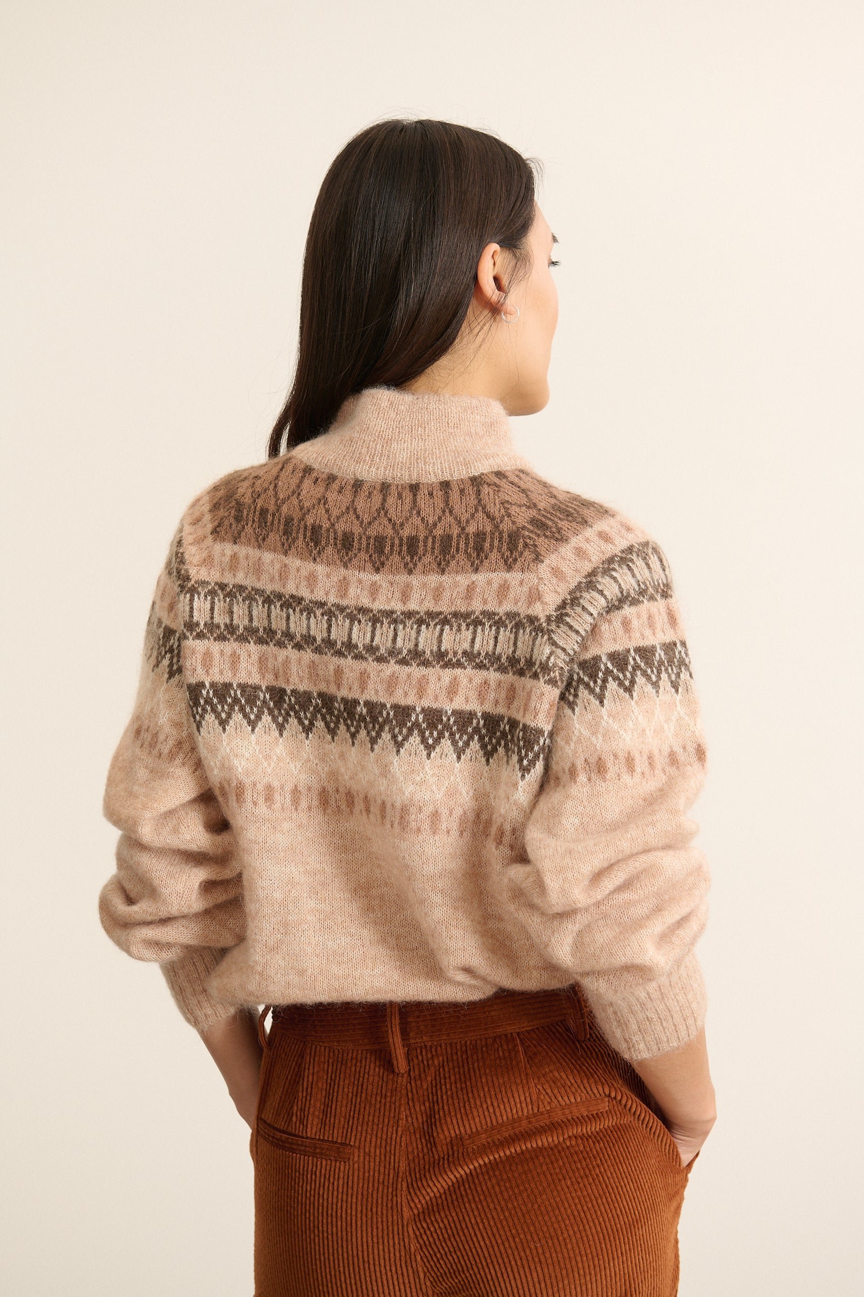 High-neck sweater with Norwegian jacquard pattern GARANCE PARIS Beige