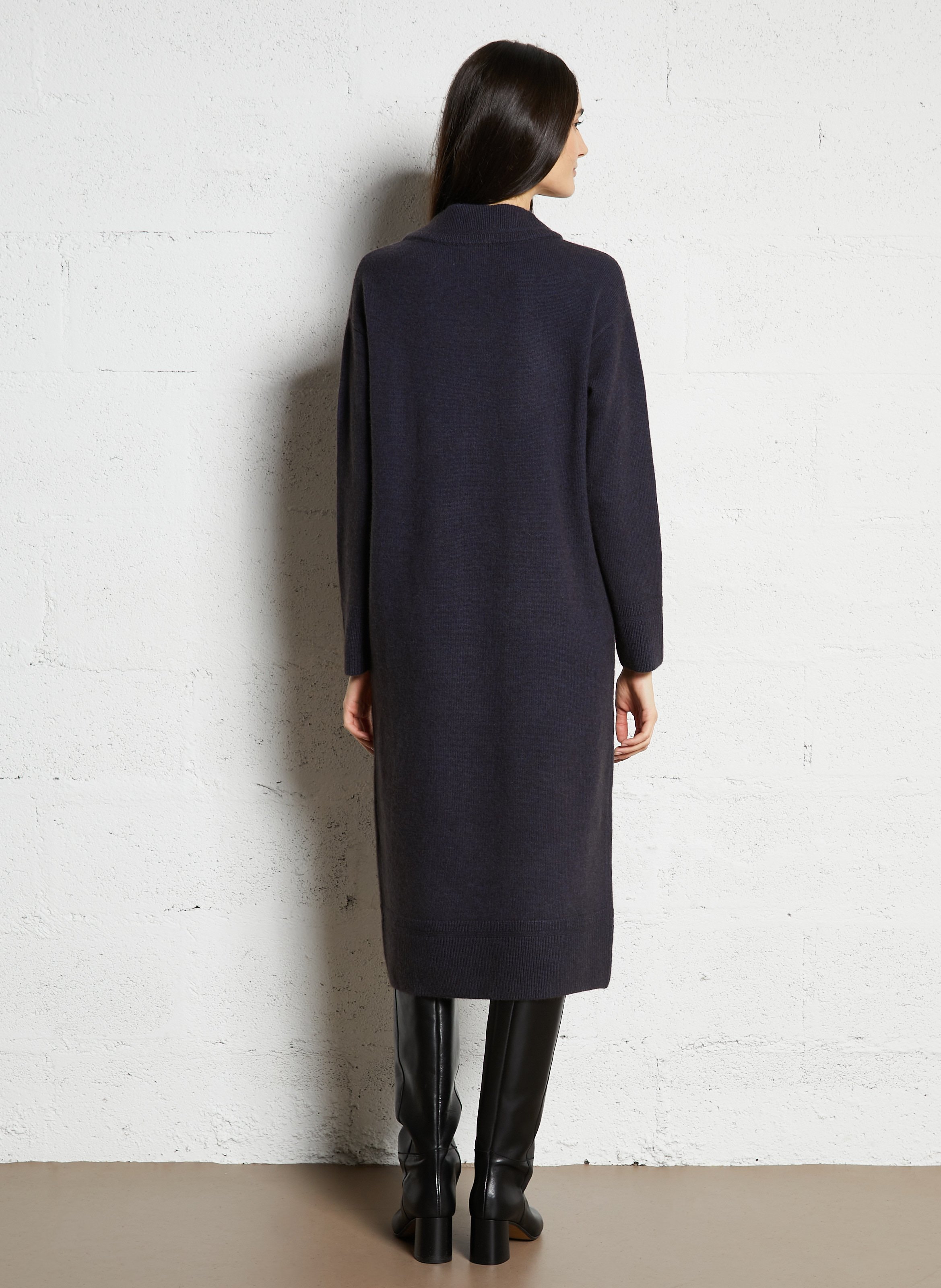 Straight high-neck wool sweater dress MAISON 123 Blue