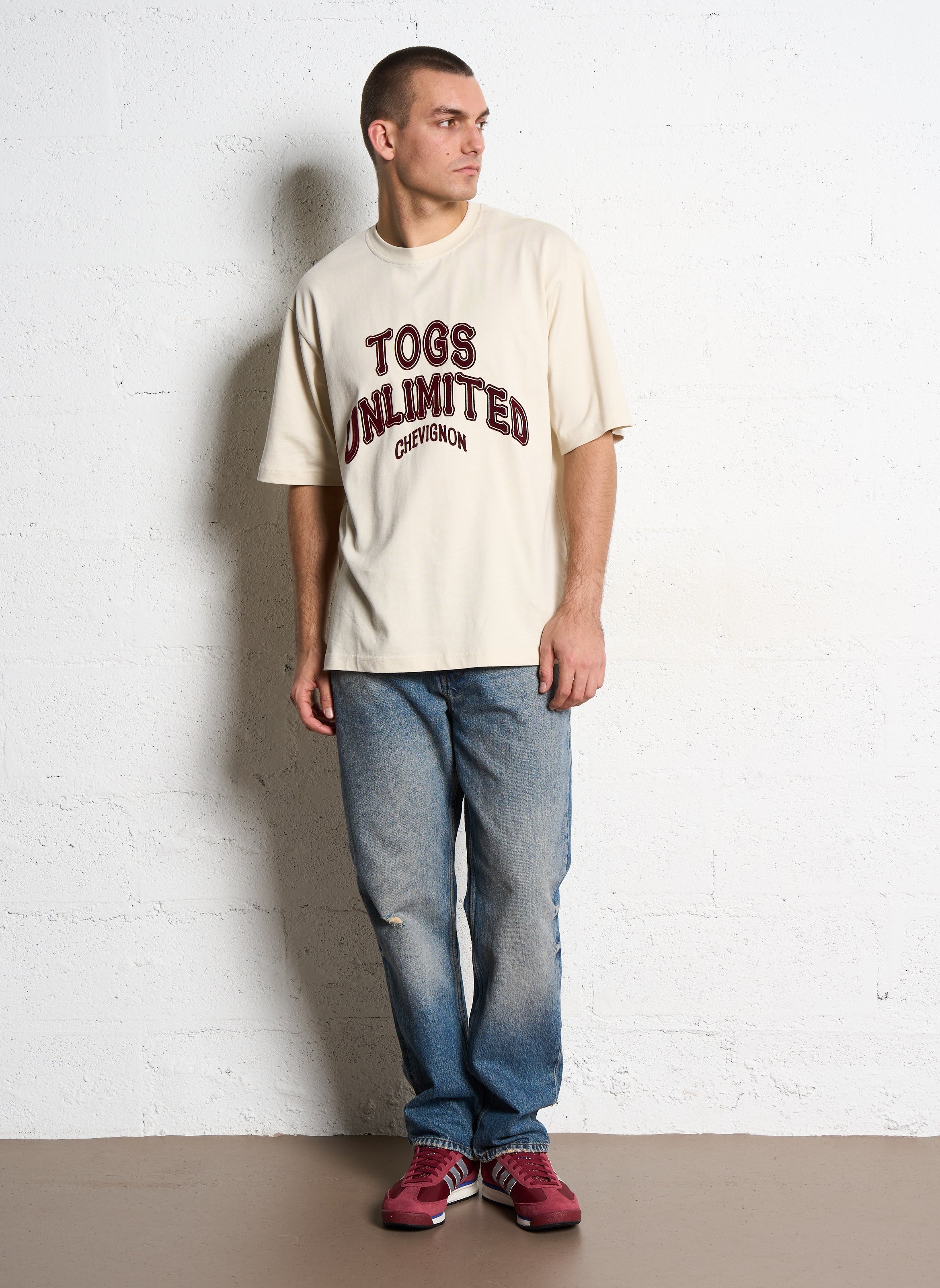 Straight-cut embroidered organic cotton T-shirt with round neck CHEVIGNON White