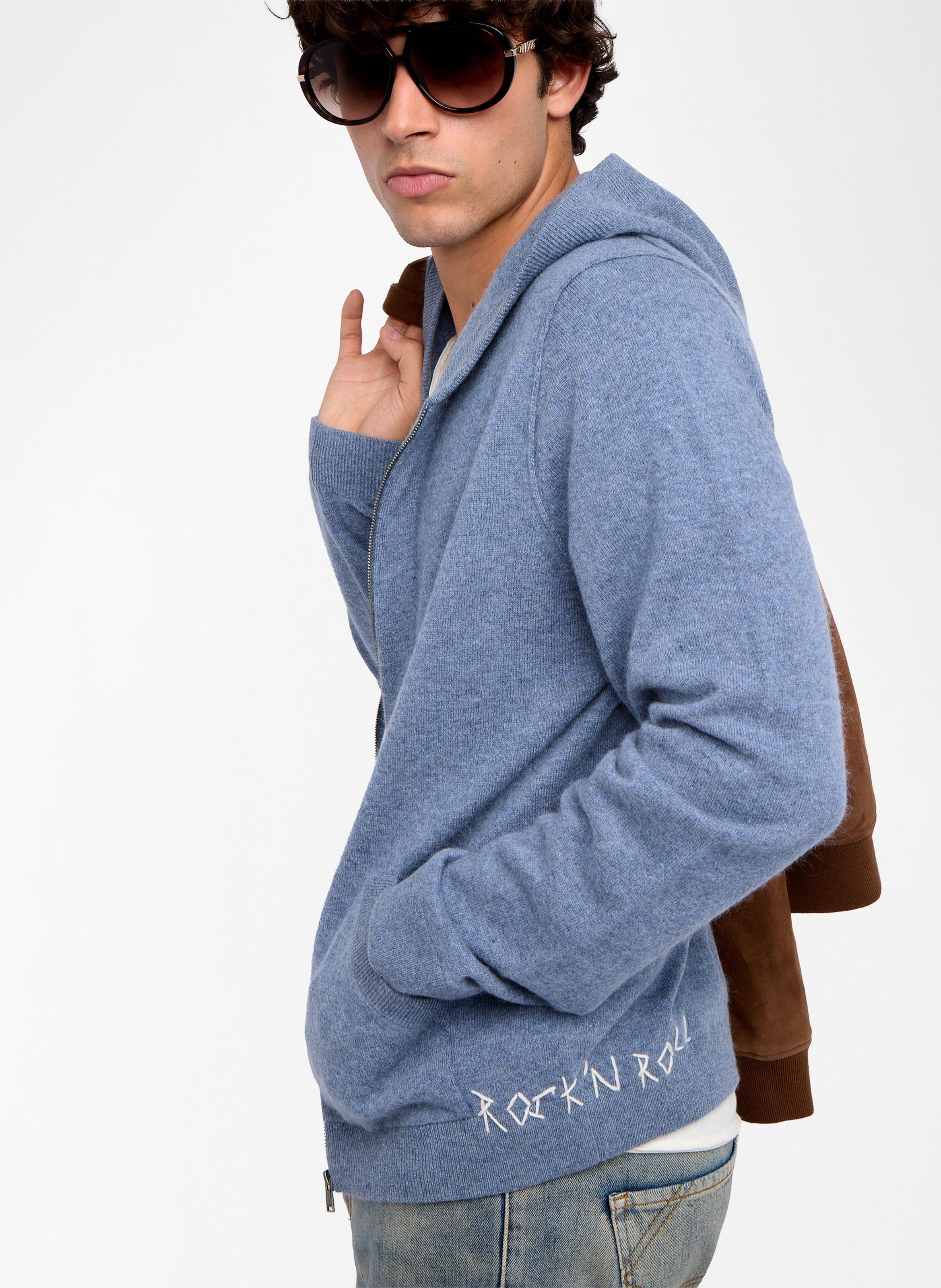 Straight wool and cashmere hooded vest ZADIG&VOLTAIRE Blue