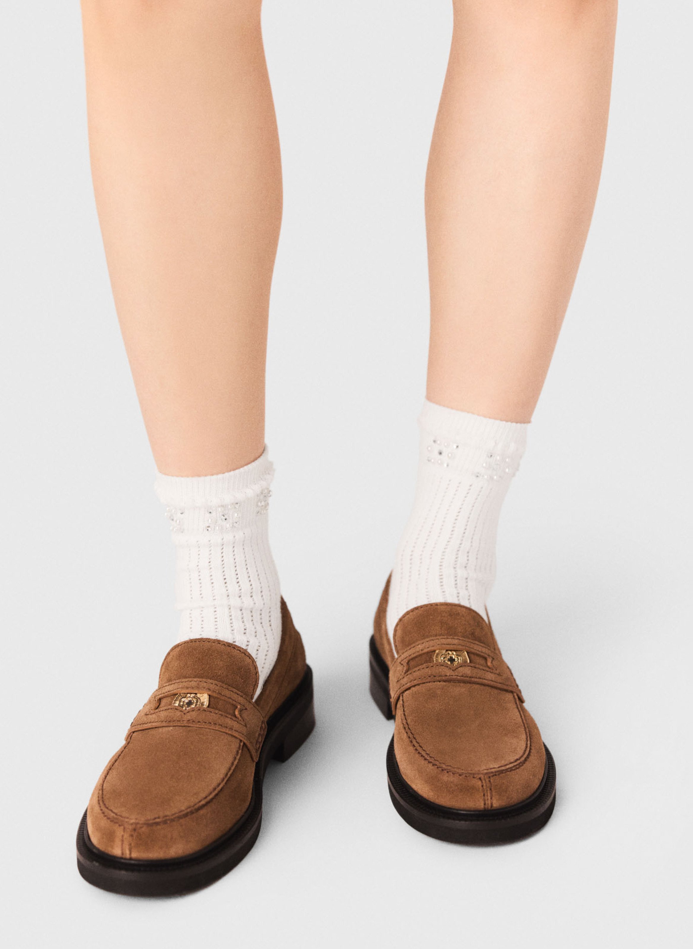 Flat suede moccasins MAJE Brown