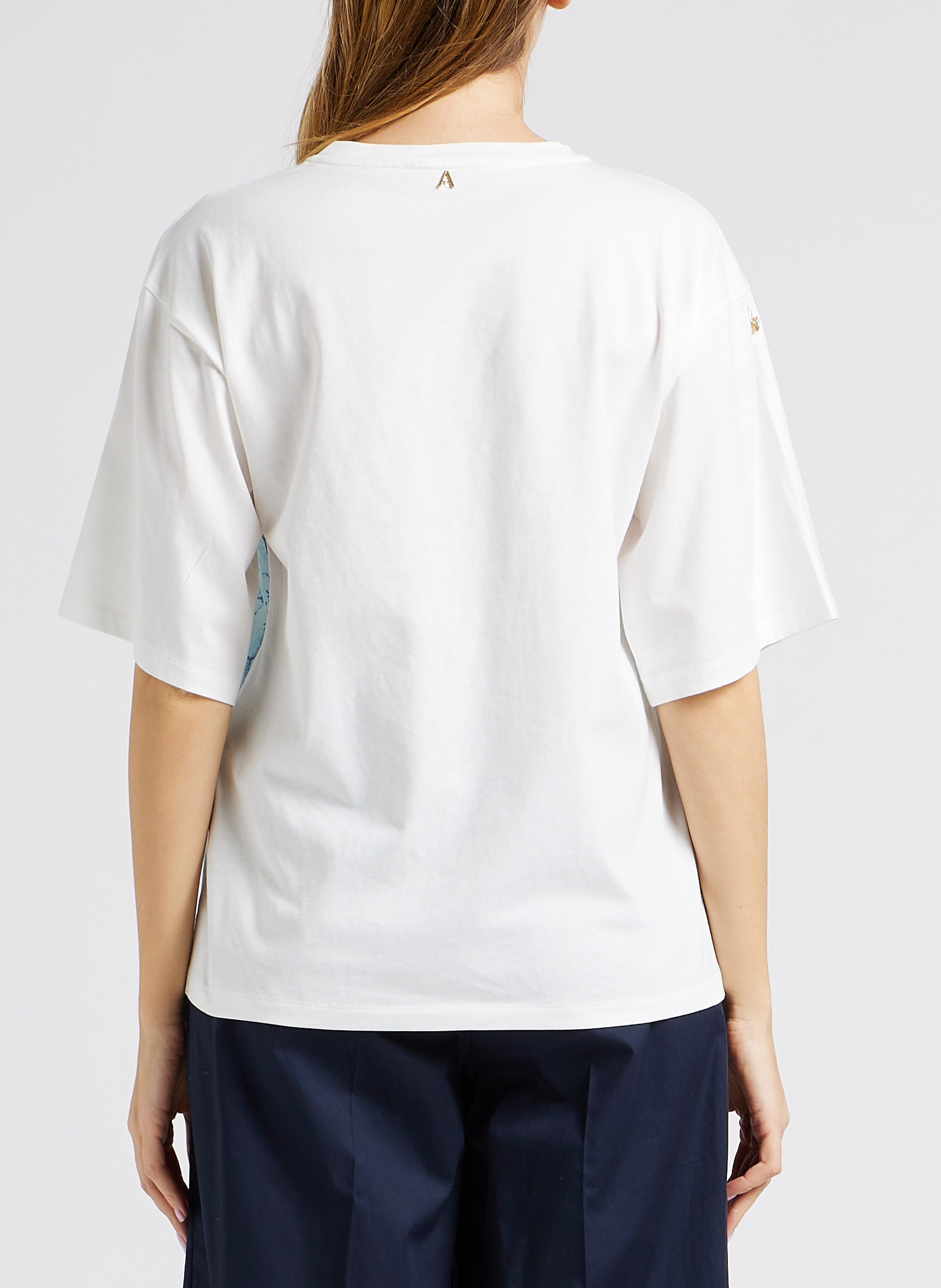 Round-neck printed cotton T-shirt TWINSET White