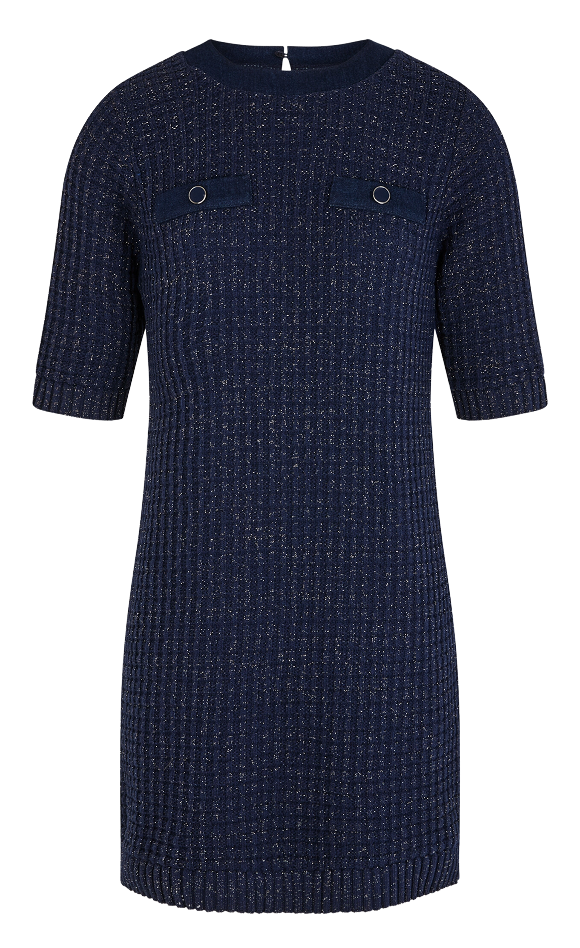 Robe courte col rond en jacquard MORGAN Bleu