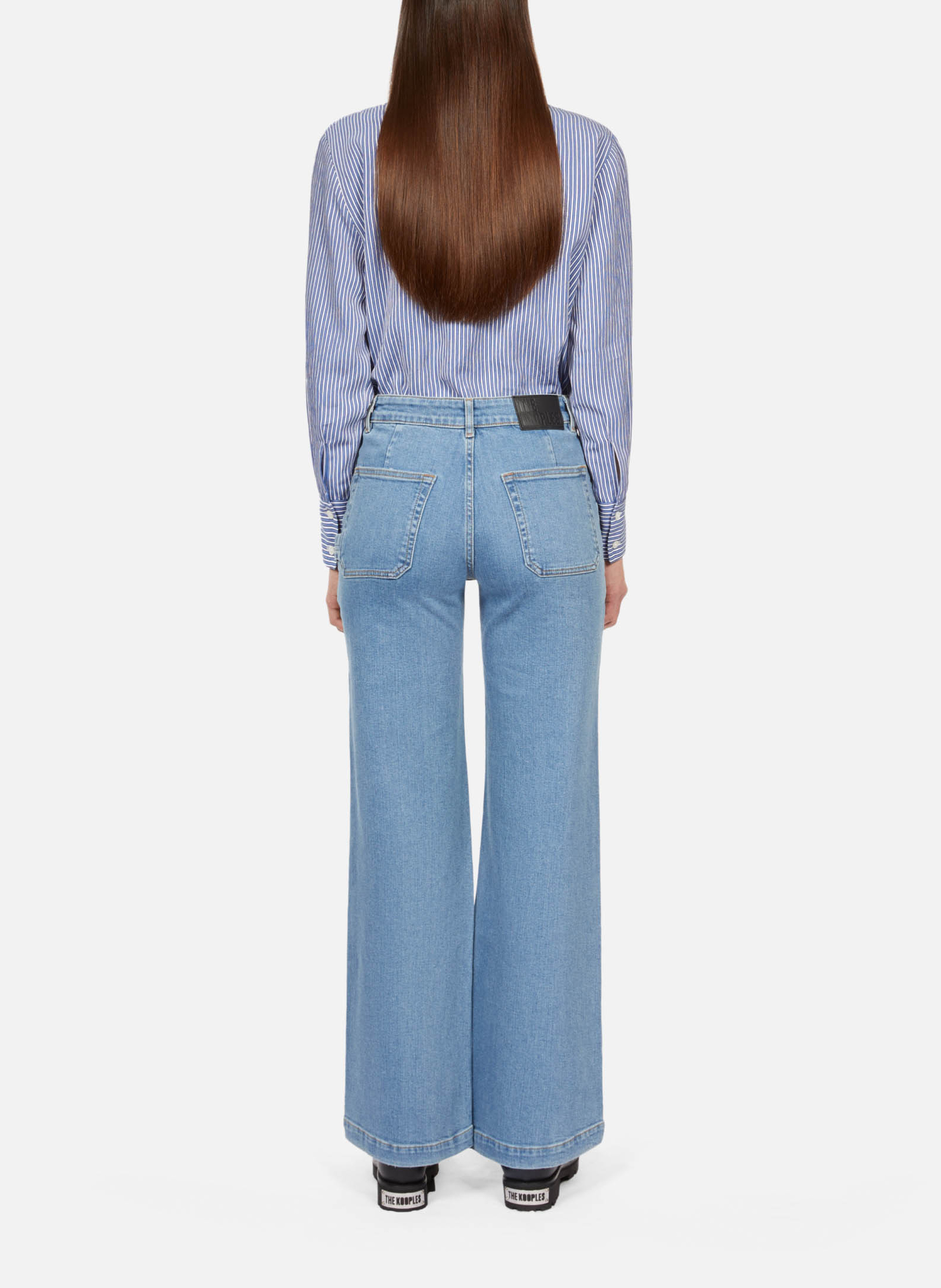 Hoge taille flared jeans van katoenmix THE KOOPLES Blauw