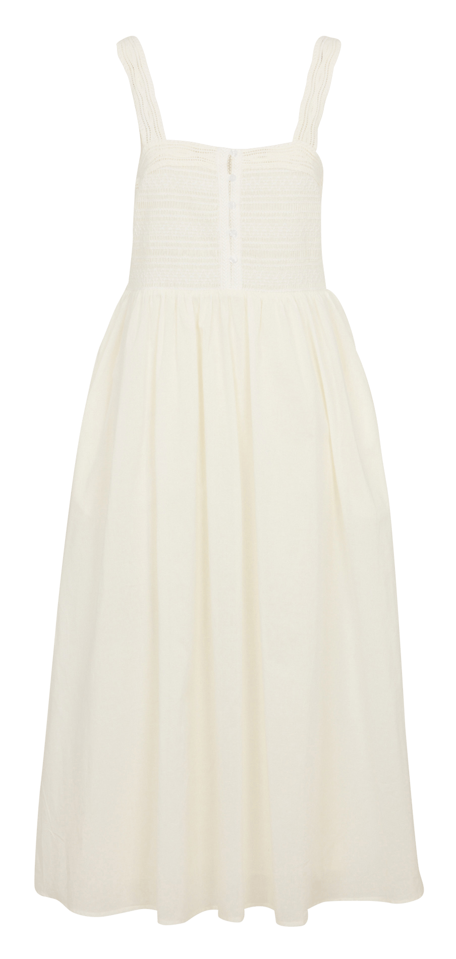 Langes Baumwollkleid mit eckigem Ausschnitt SEE U SOON Weiss