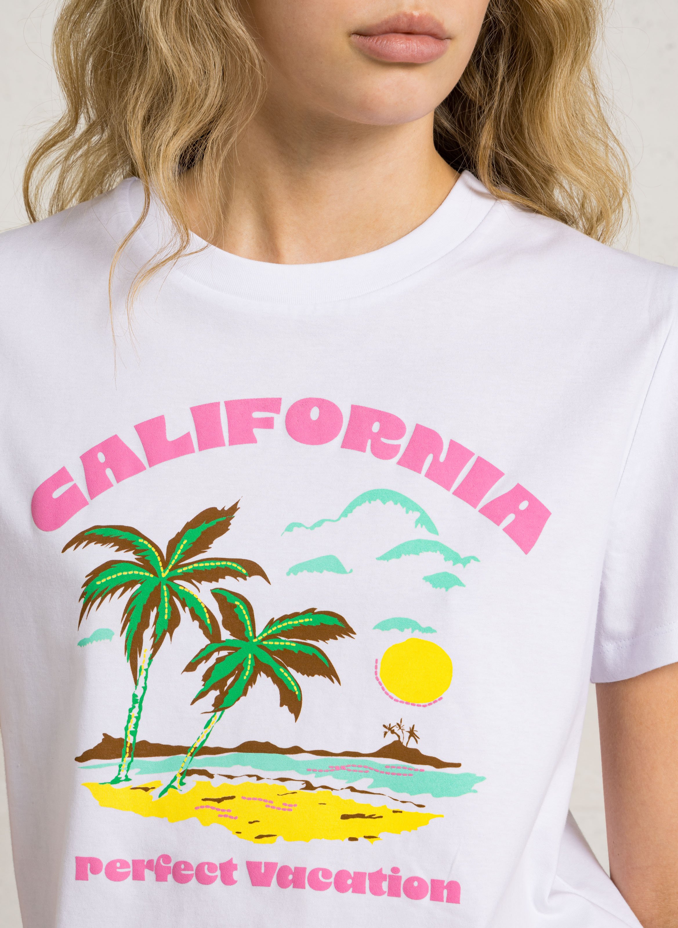 Tee-shirt droit col rond sérigraphié BANANA MOON Blanc