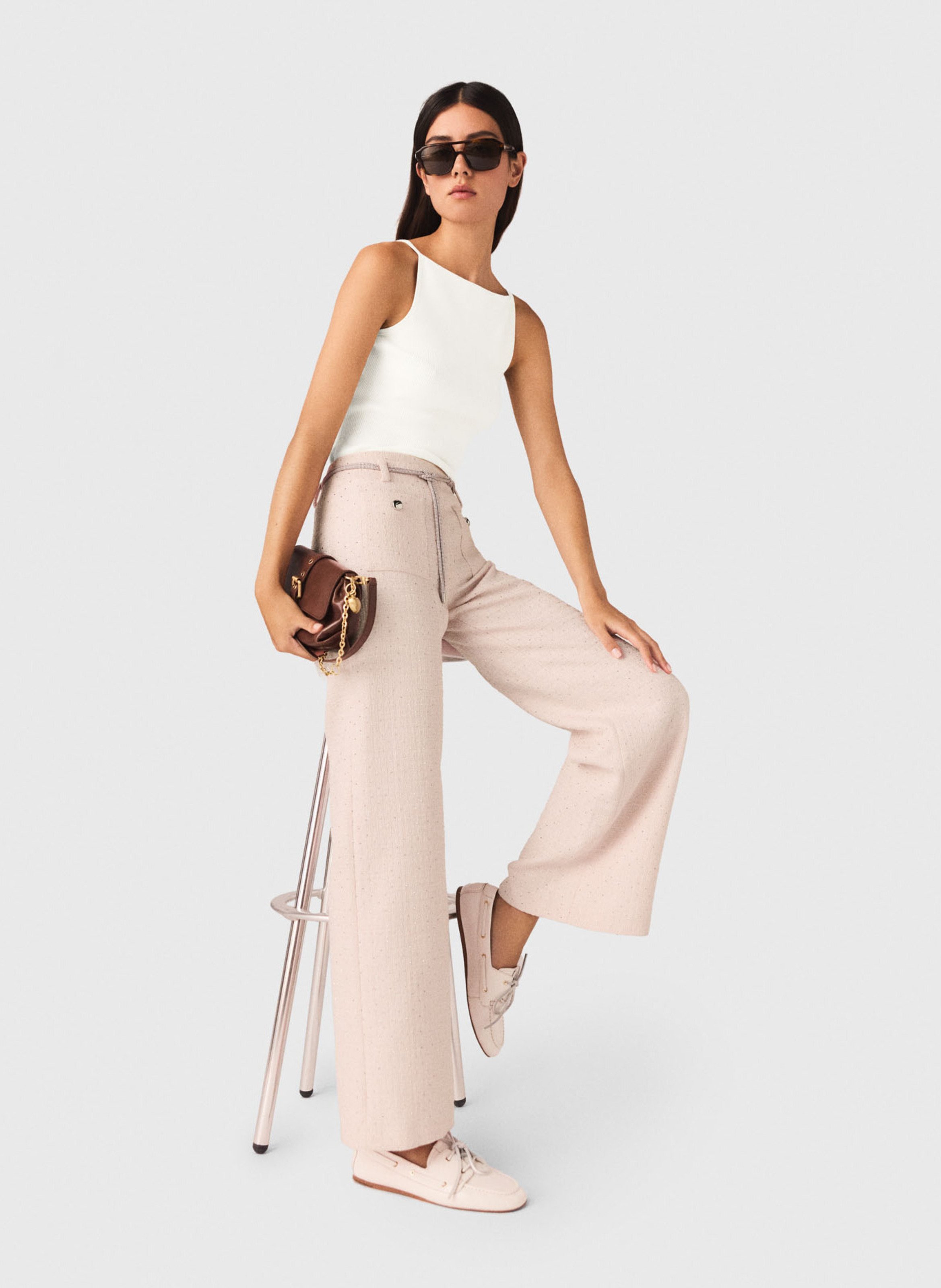 Flared sequin pants MAJE Pink