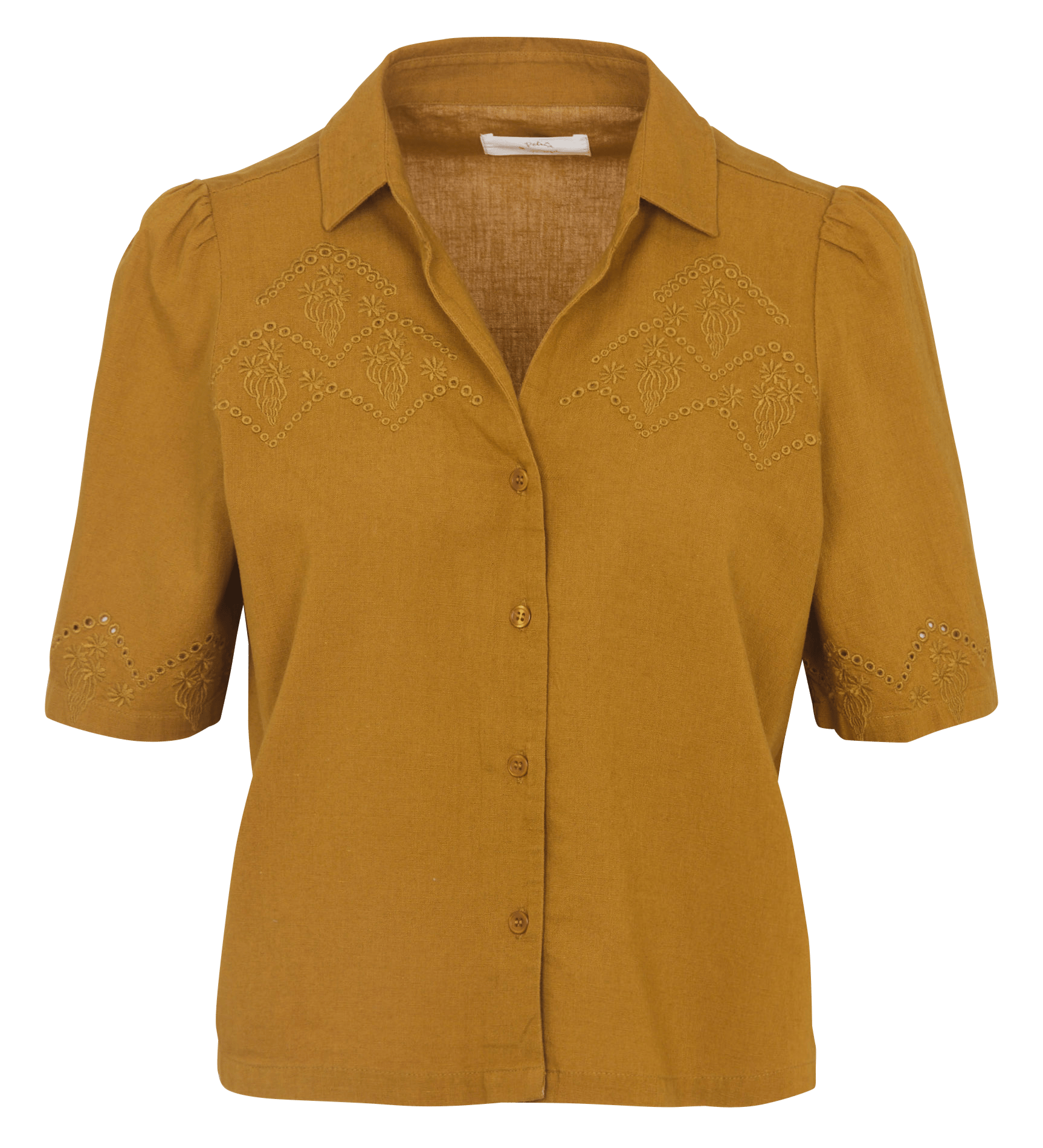 Recht overhemd van katoen en lijn DES PETITS HAUTS Goudkleurig