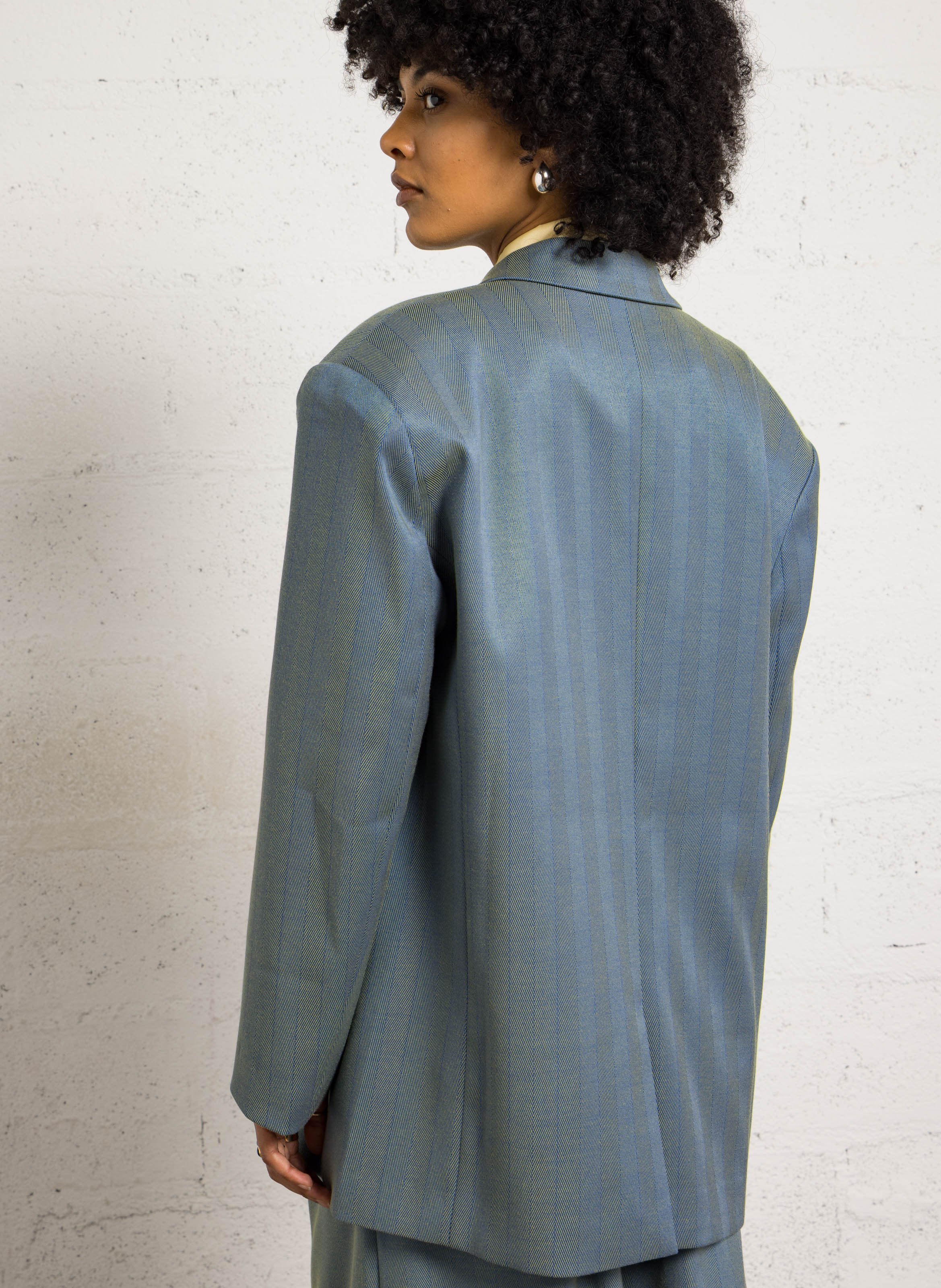 Veste tailleur imprimée oversize STELLA NOVA Bleu