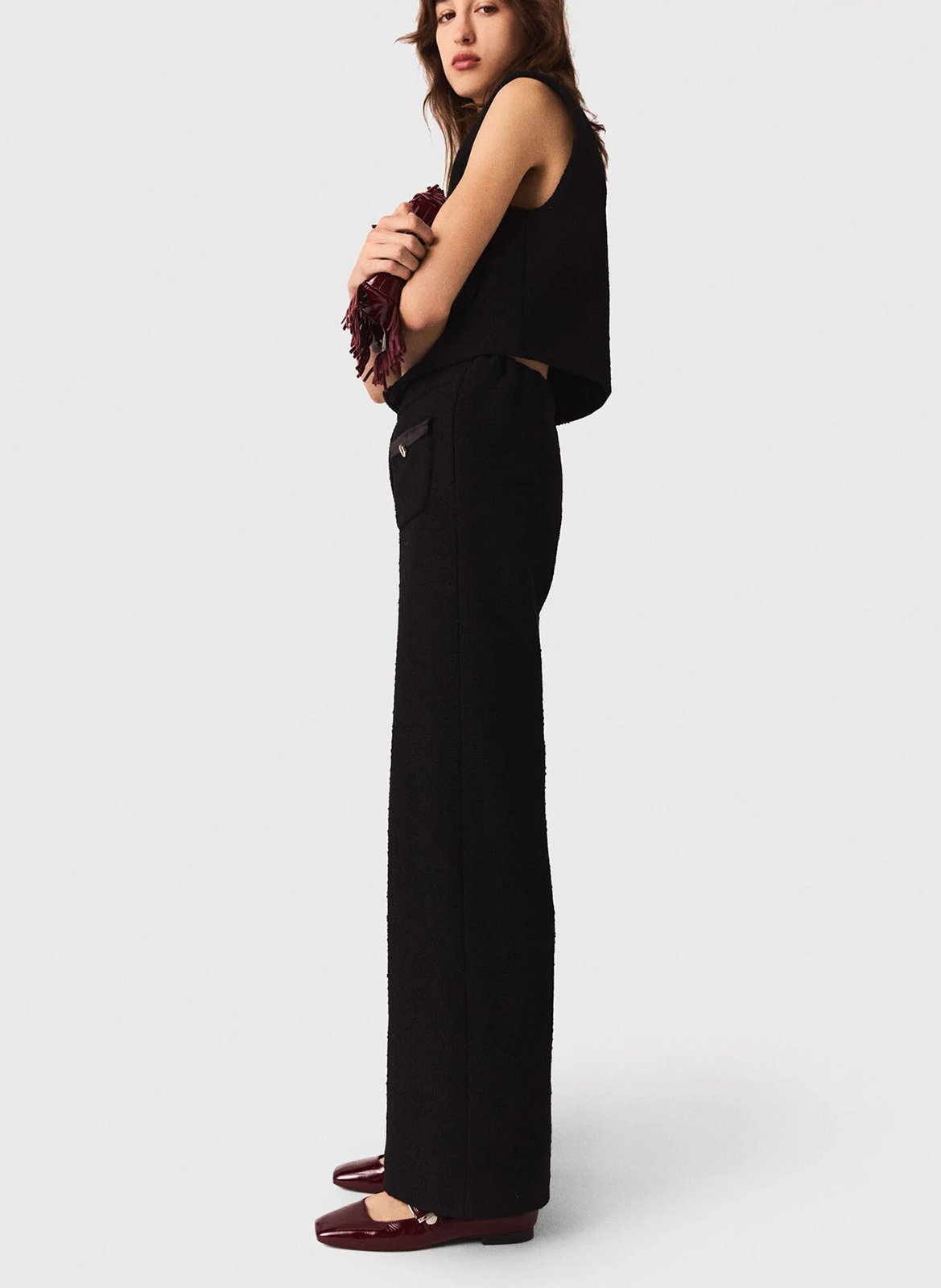 Straight-cut tweed pants MAJE Black