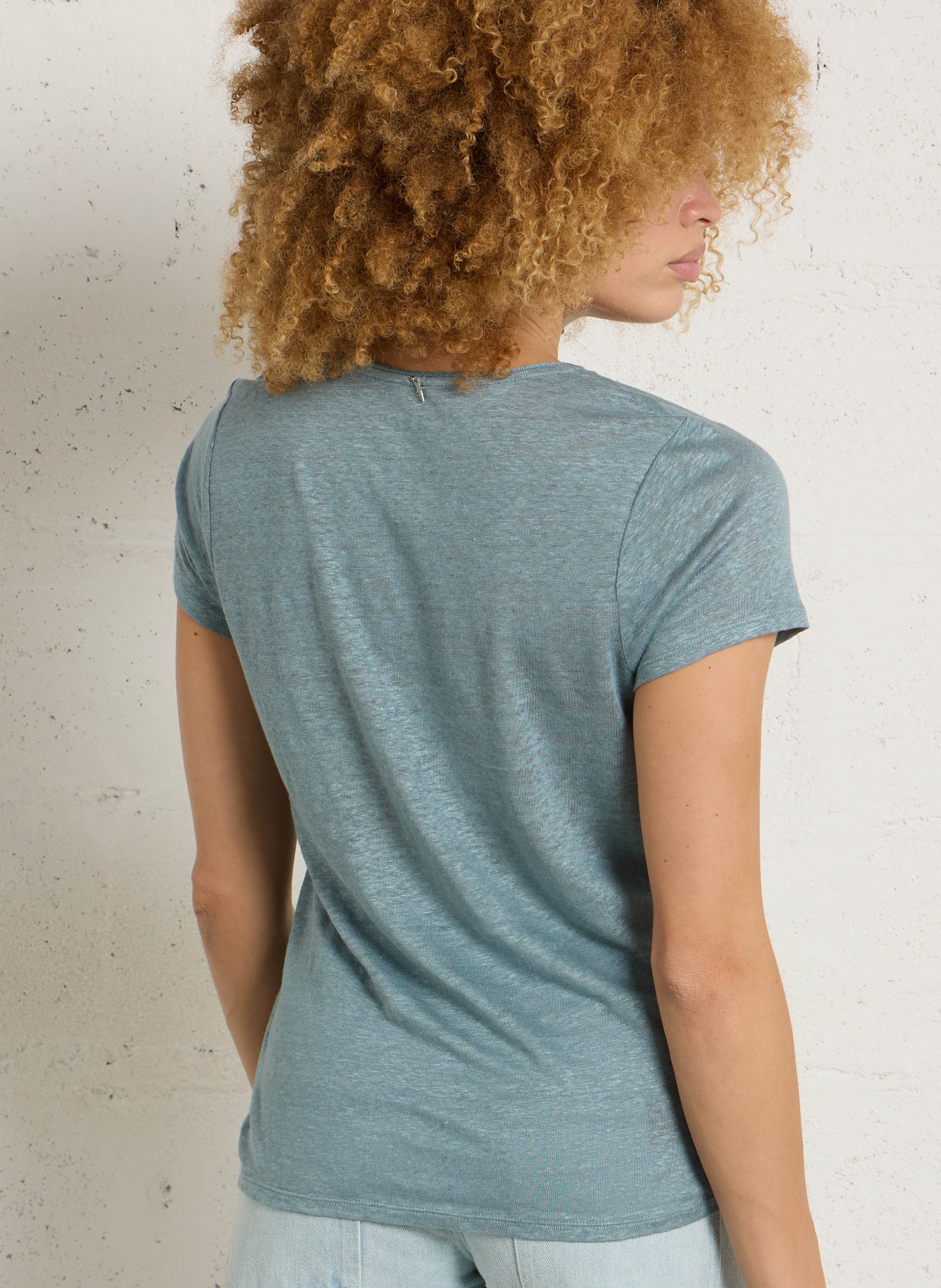 Feiner Leinenpullover mit V-Ausschnitt SUD EXPRESS Blau