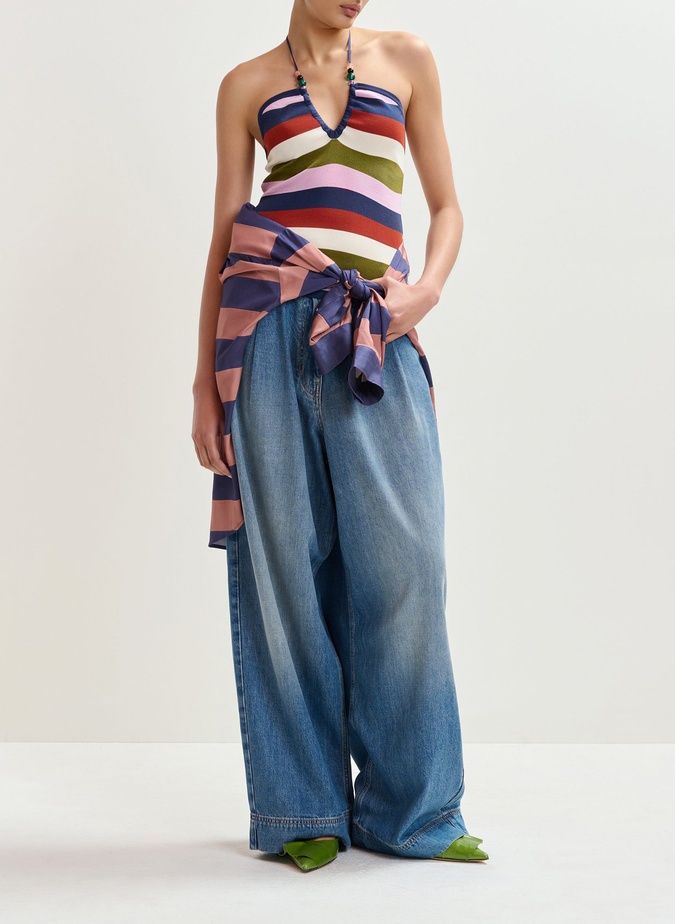 Ärmelloses gestreiftes Oberteil mit offenem Rücken ESSENTIEL ANTWERP Mehrfarbig