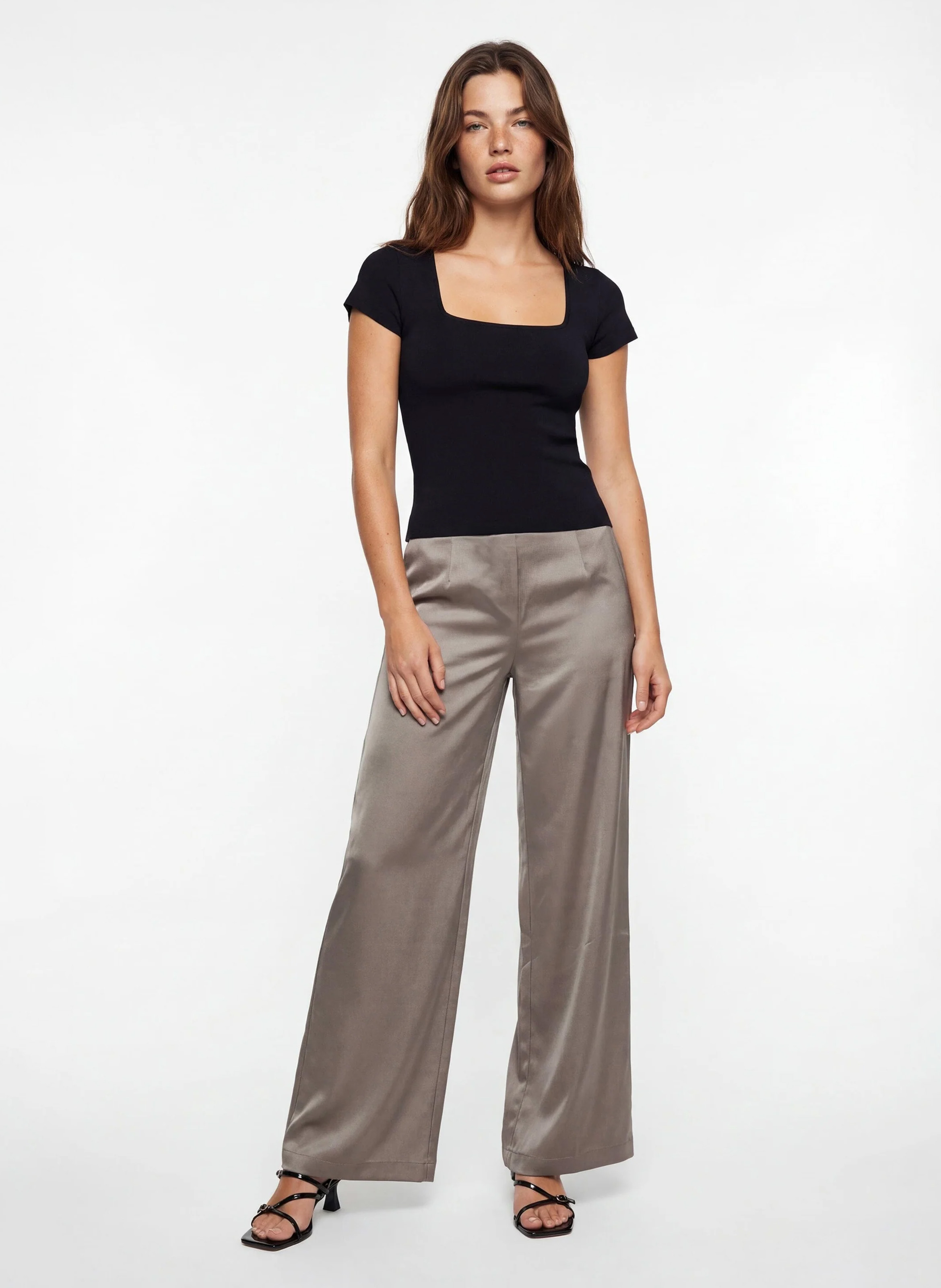 Wide-leg satin effect pants KOOKAI Grey
