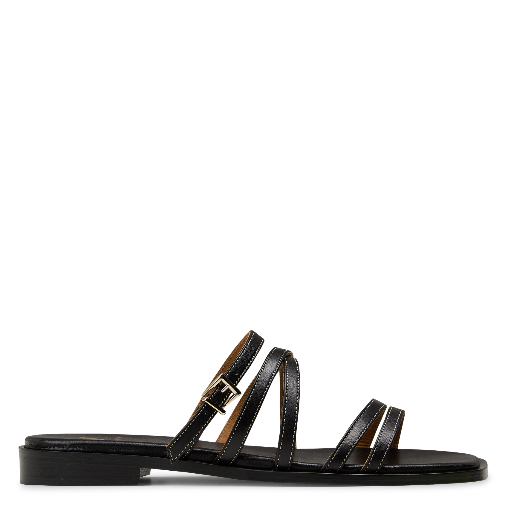 Flache Kalbsleder-Sandalen BOBBIES Schwarz