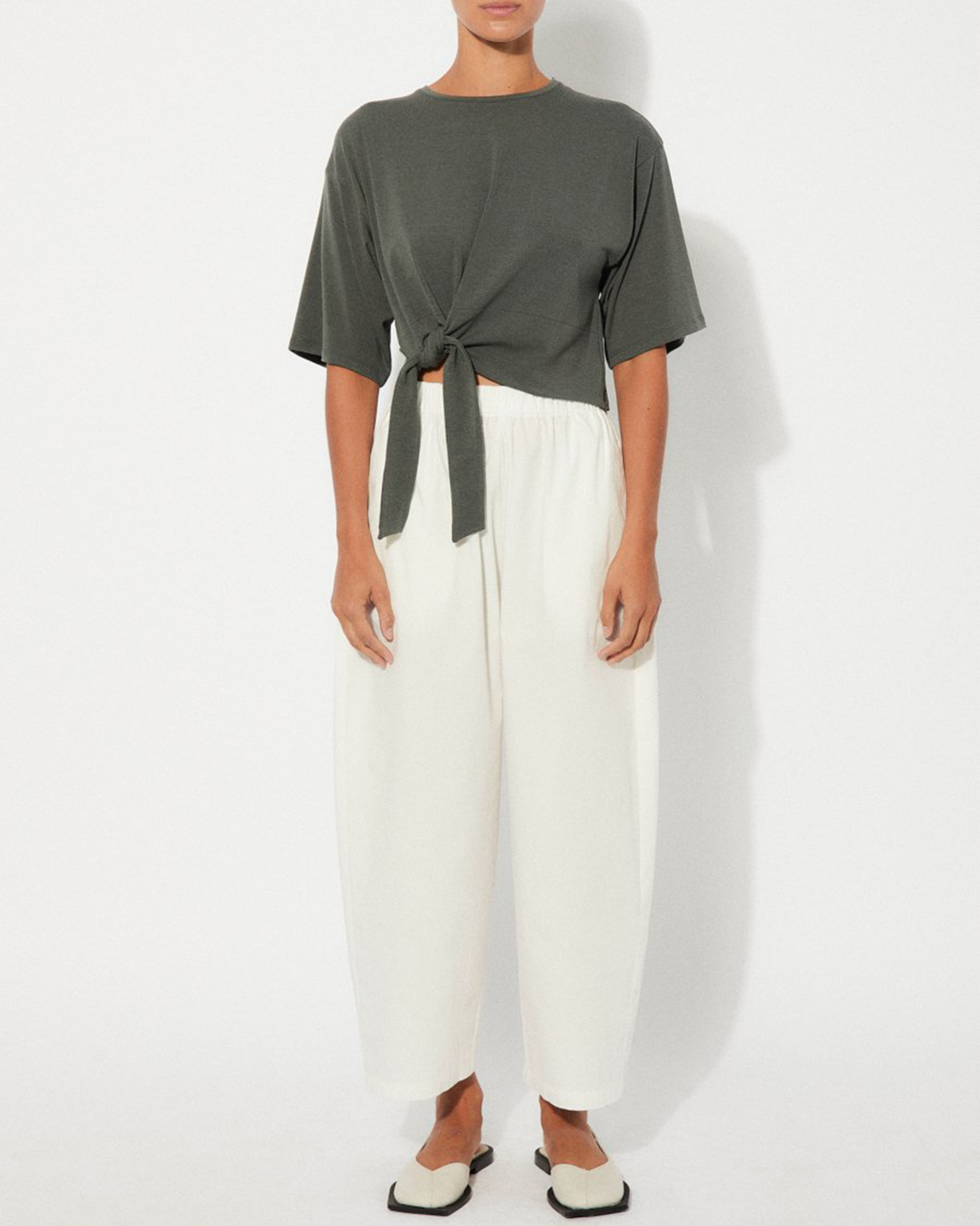 Pantalón ancho de algodón Blanco