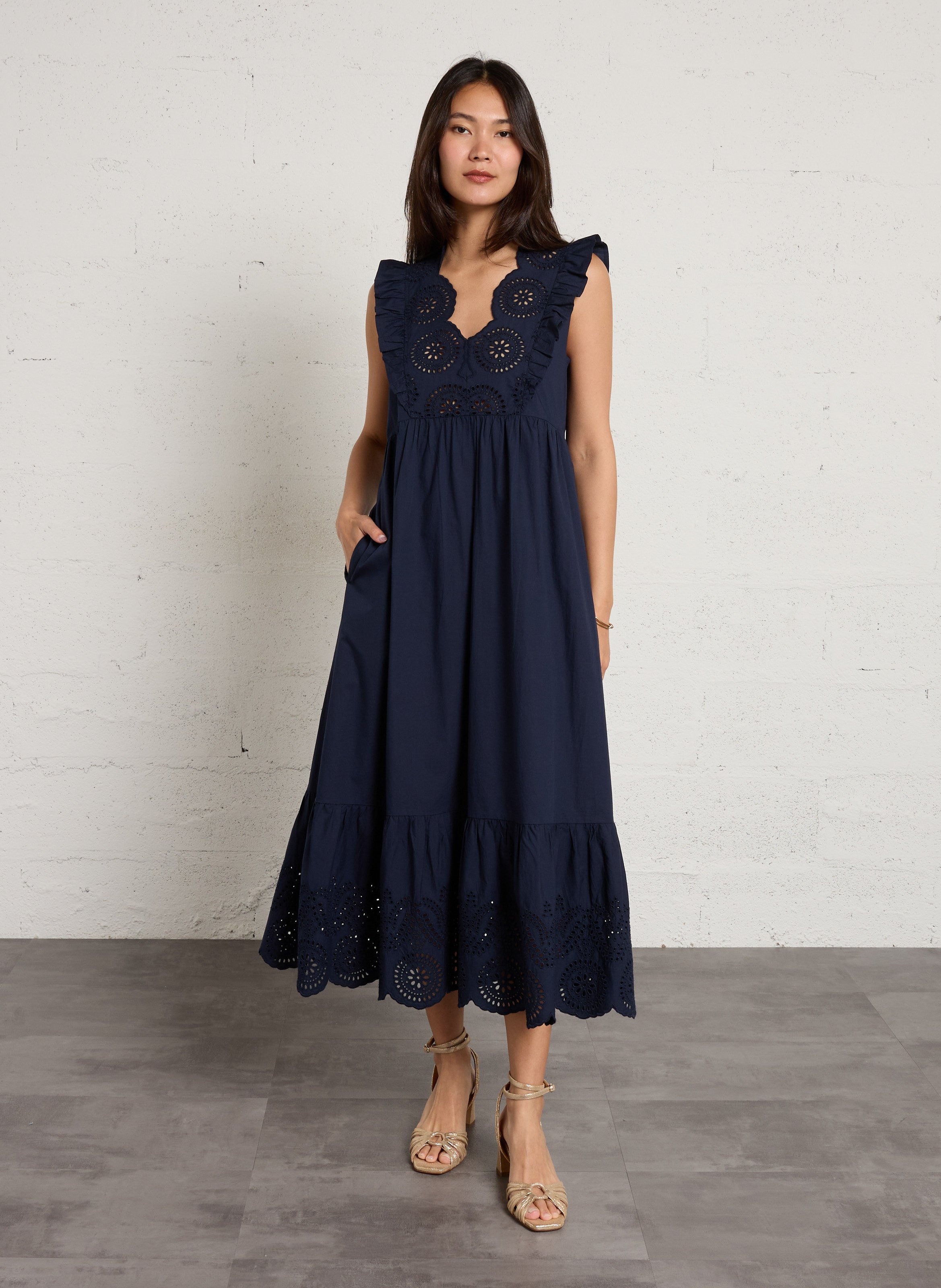 Halflange jurk van katoen SUD EXPRESS Blauw