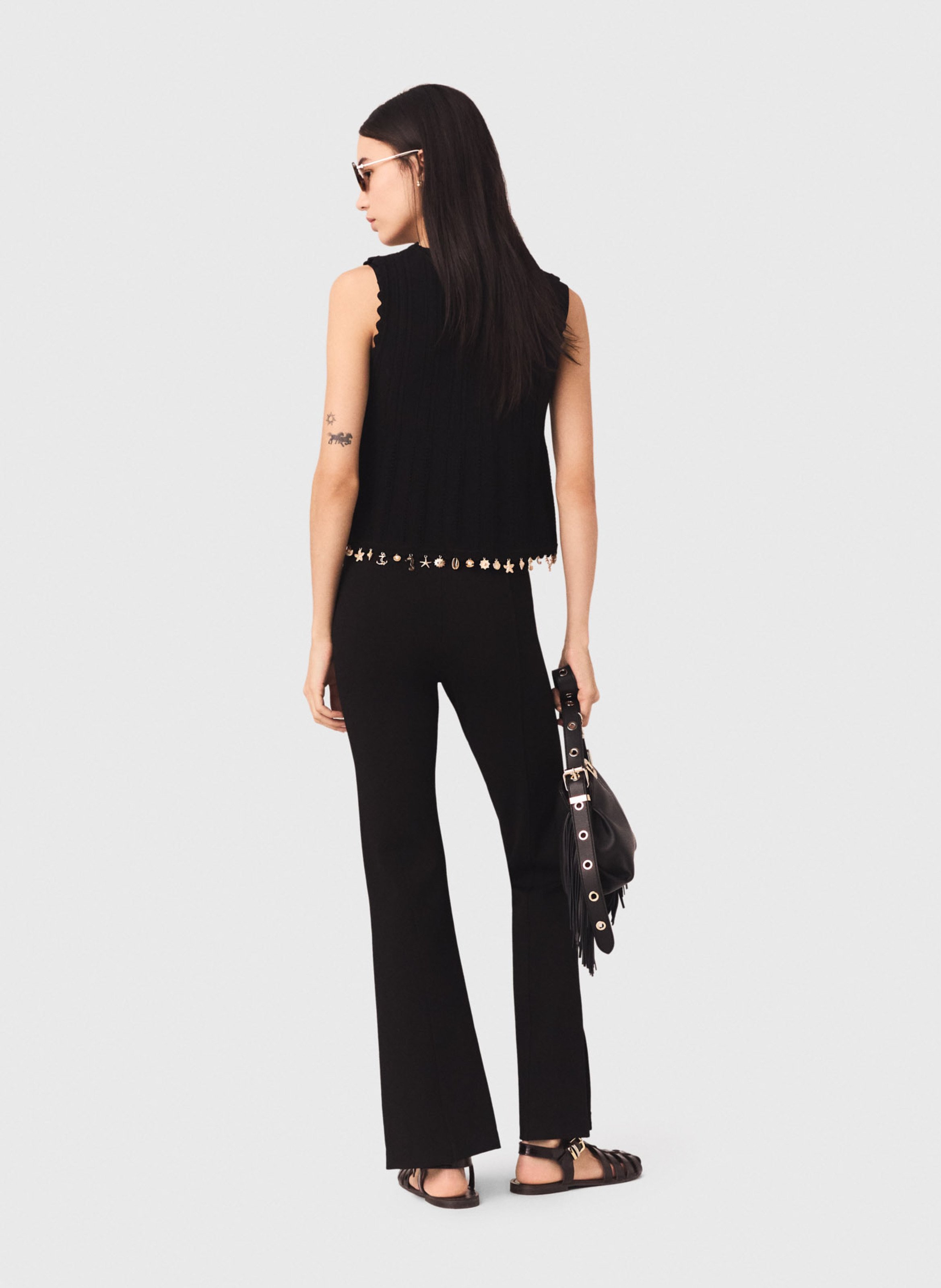 Pantalon flare stretch MAJE Noir