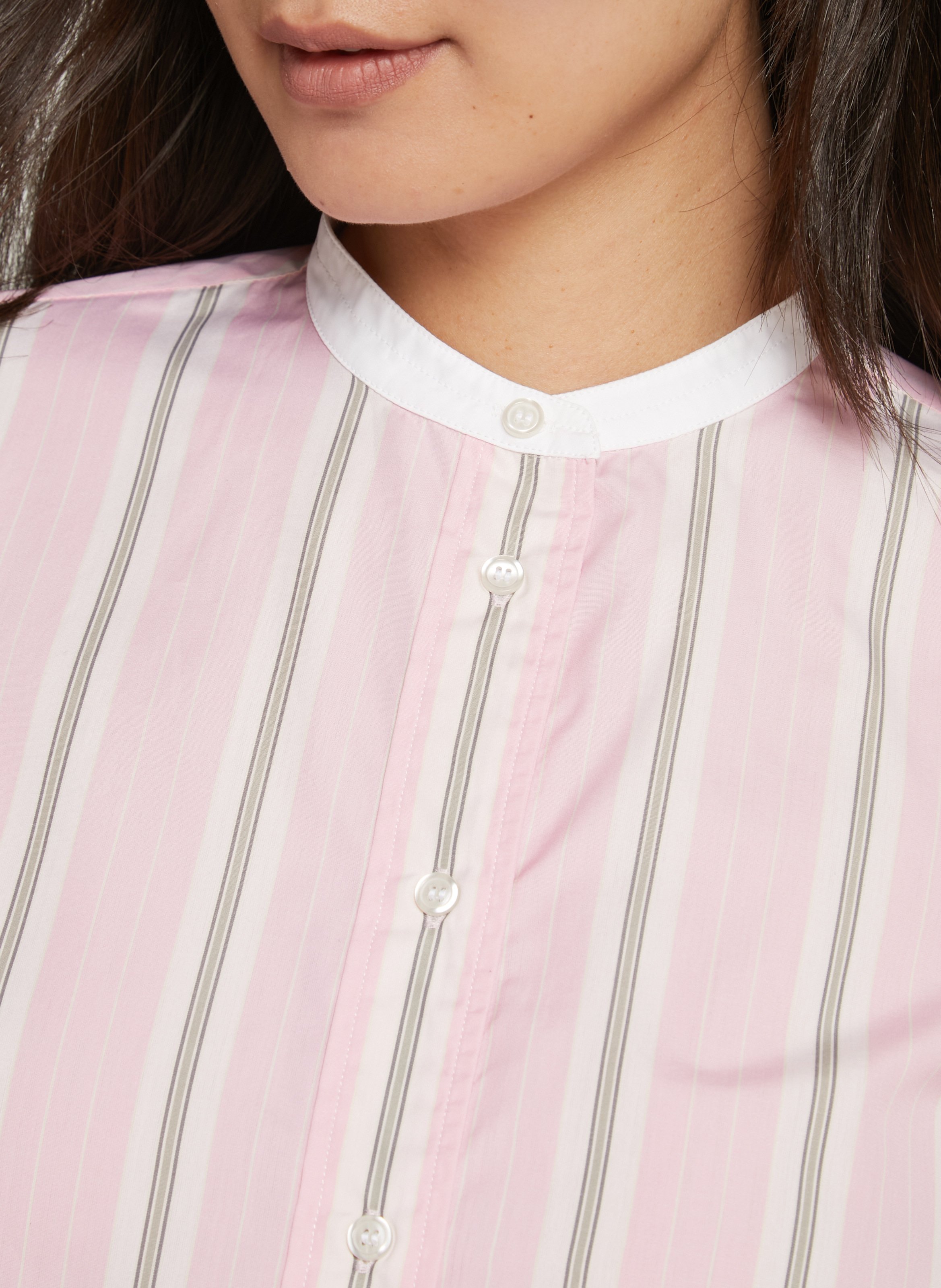Chemisier col rond rayé en coton SOEUR Rose