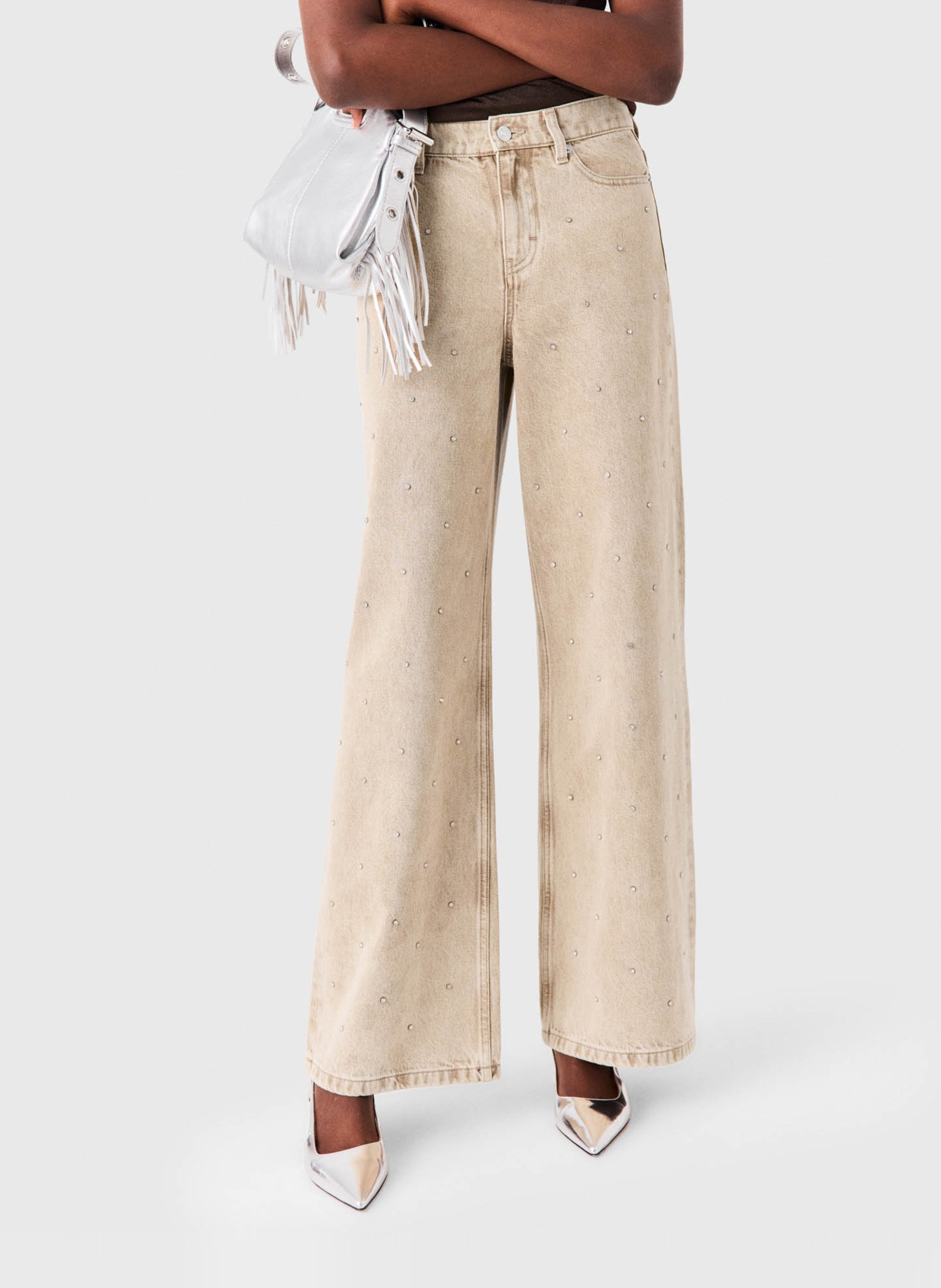 Flared cotton jeans MAJE Beige
