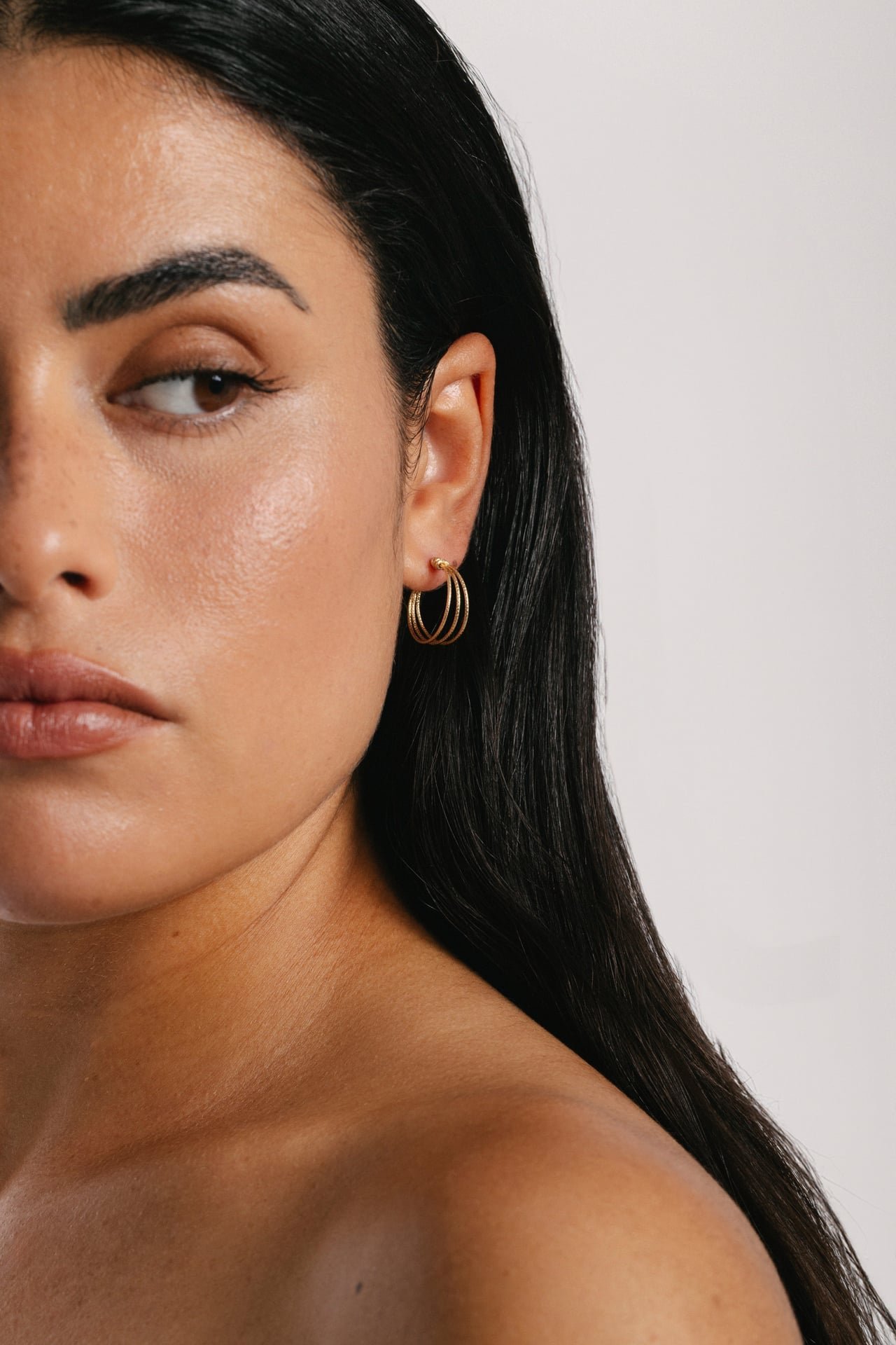 Small triple hoop earrings - sparkling YAY Golden
