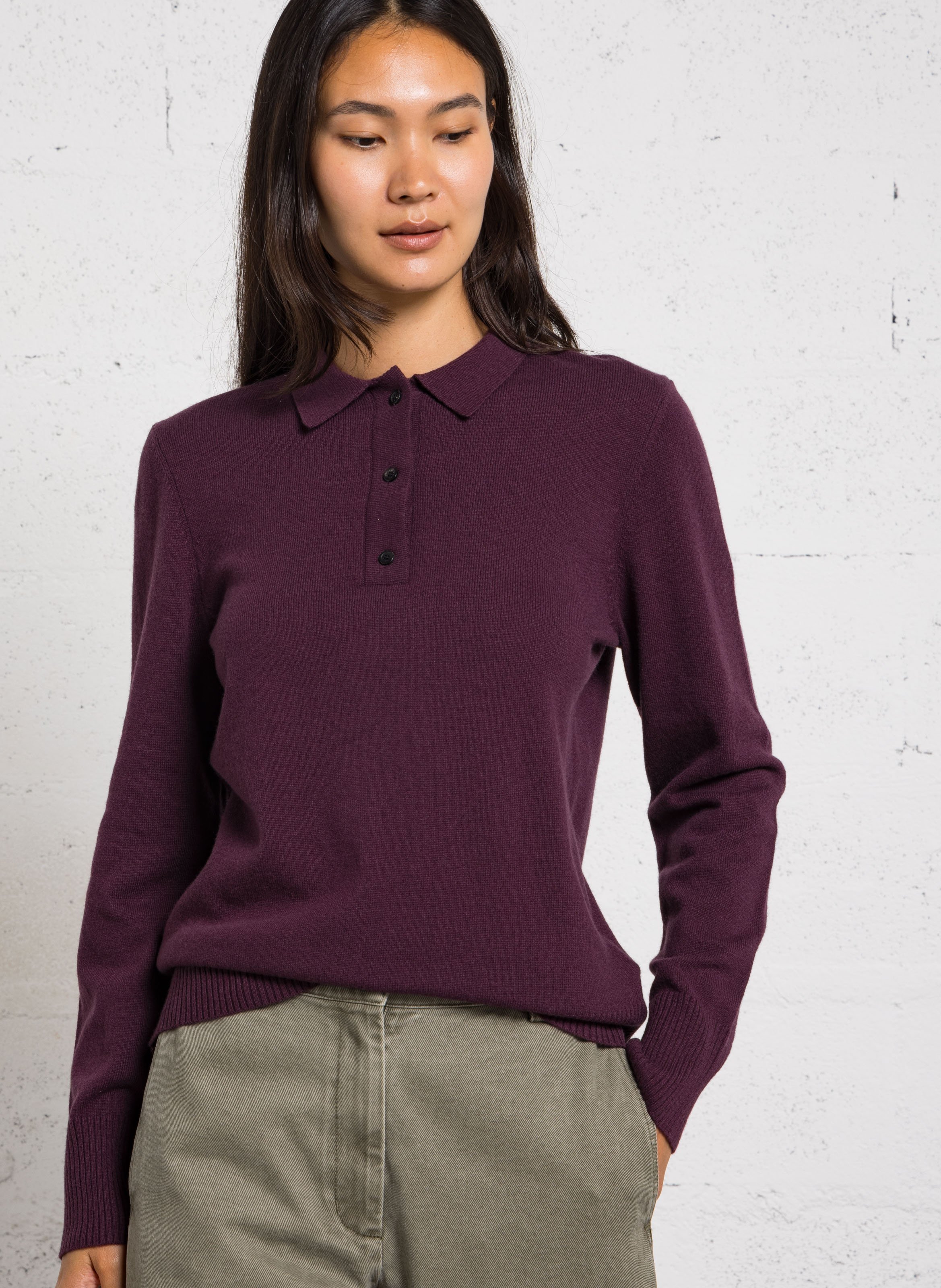 Straight wool polo sweater RUE DE TOKYO Purple