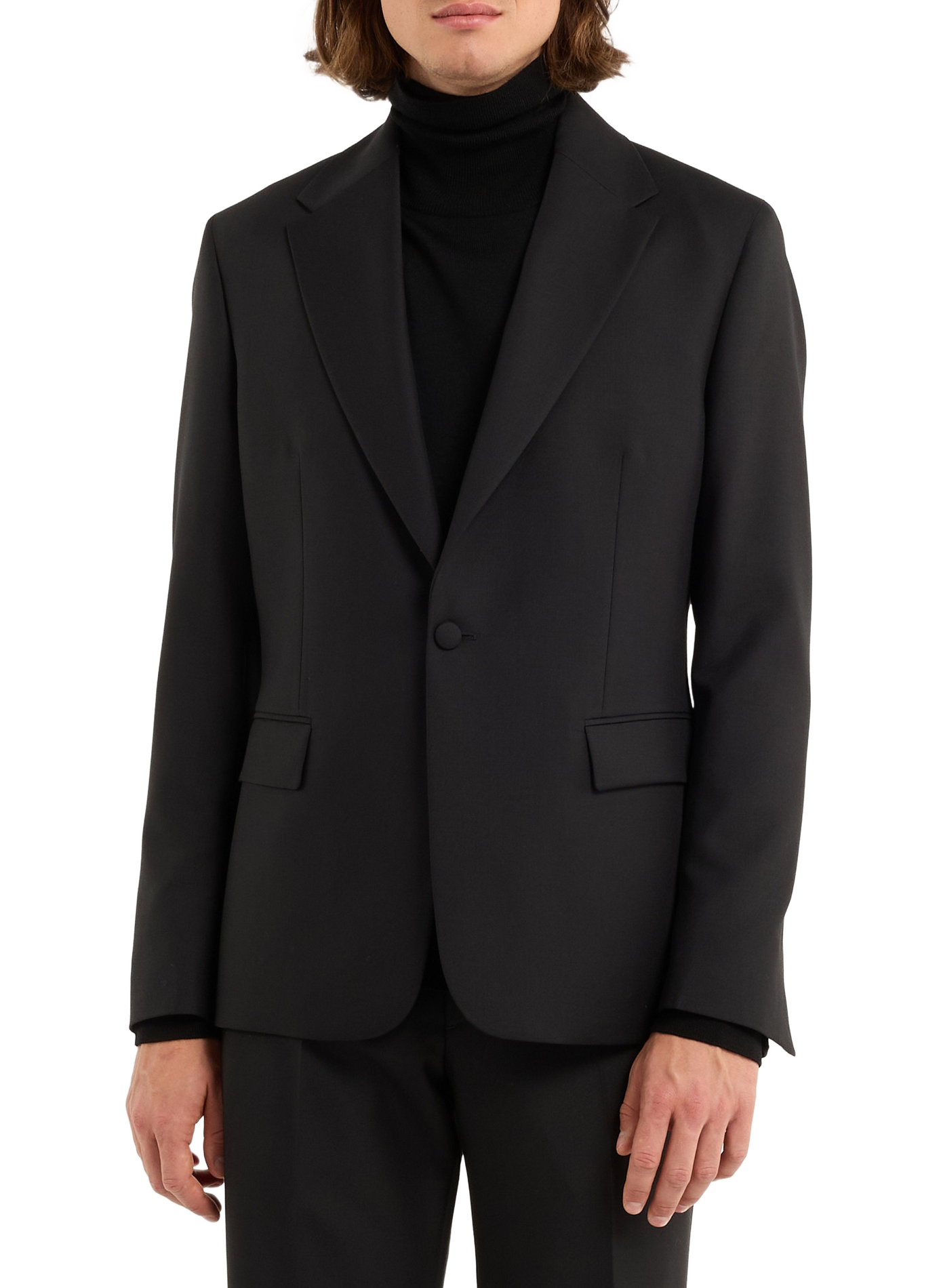 Solid Wool Suit Jacket SAISON 1865 Black