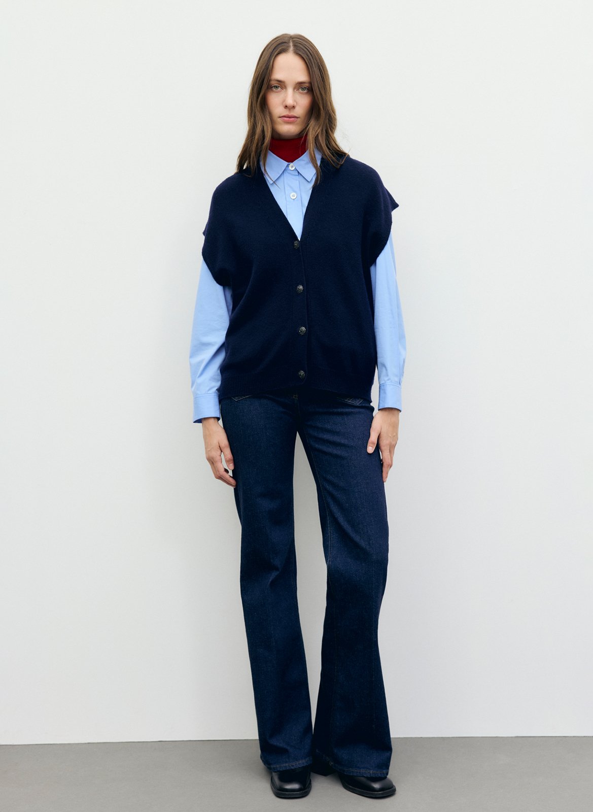 Oversized wool v-neck vest GERARD DAREL Blue