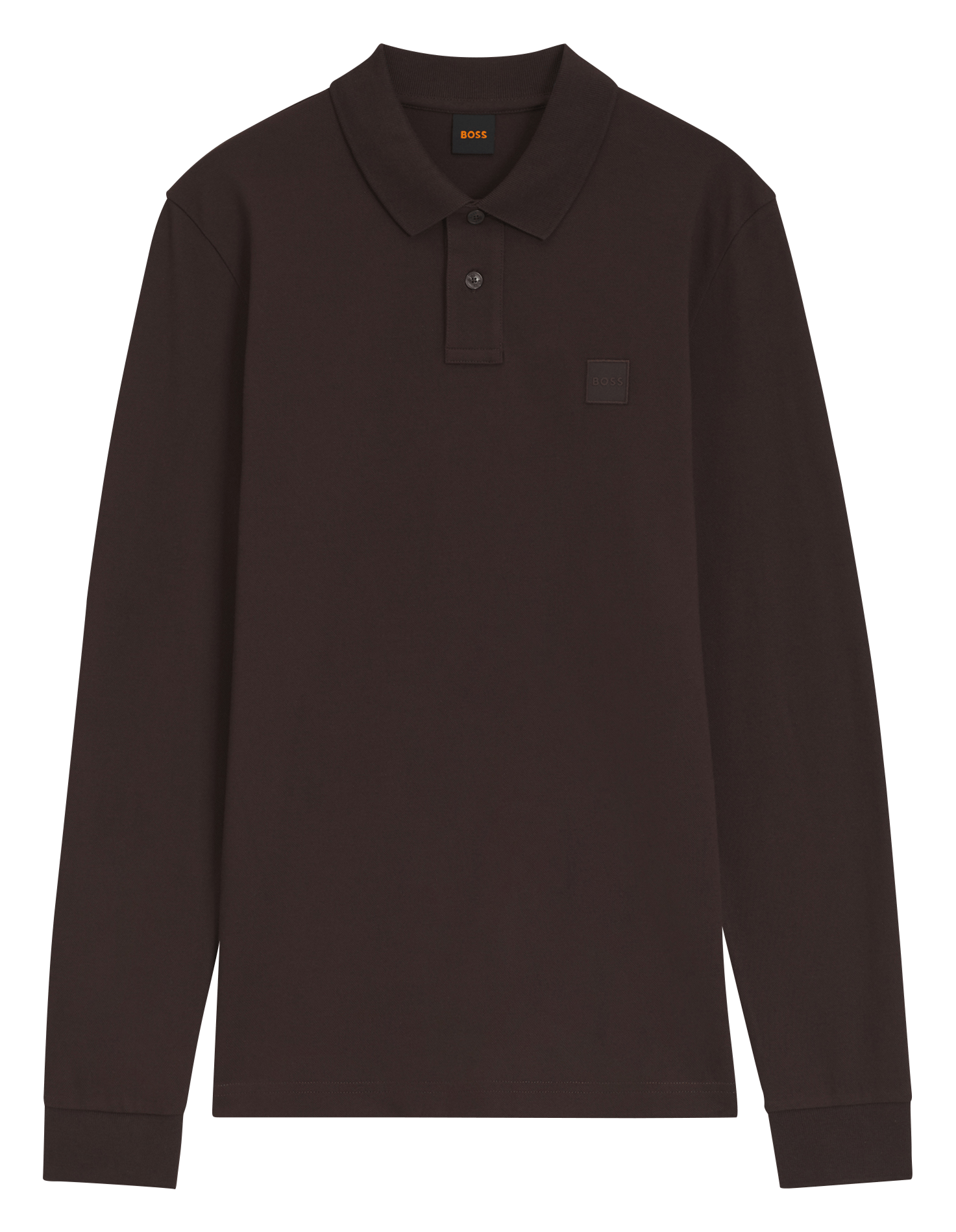 Regular-fit long-sleeved cotton-blend polo shirt | Brown BOSS Men