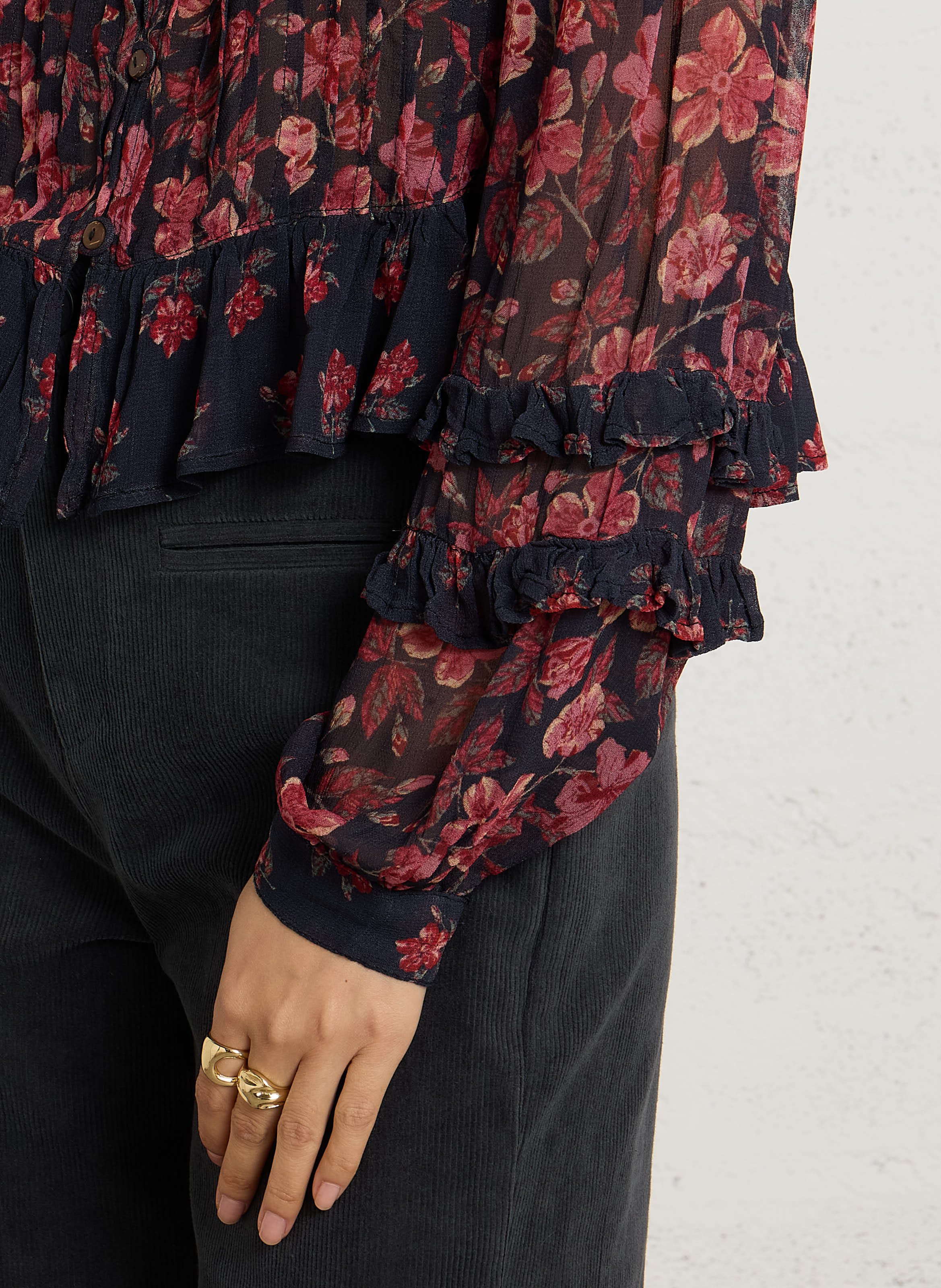 Ruimvallende blouse met bloemenprint MAISON HOTEL Roze