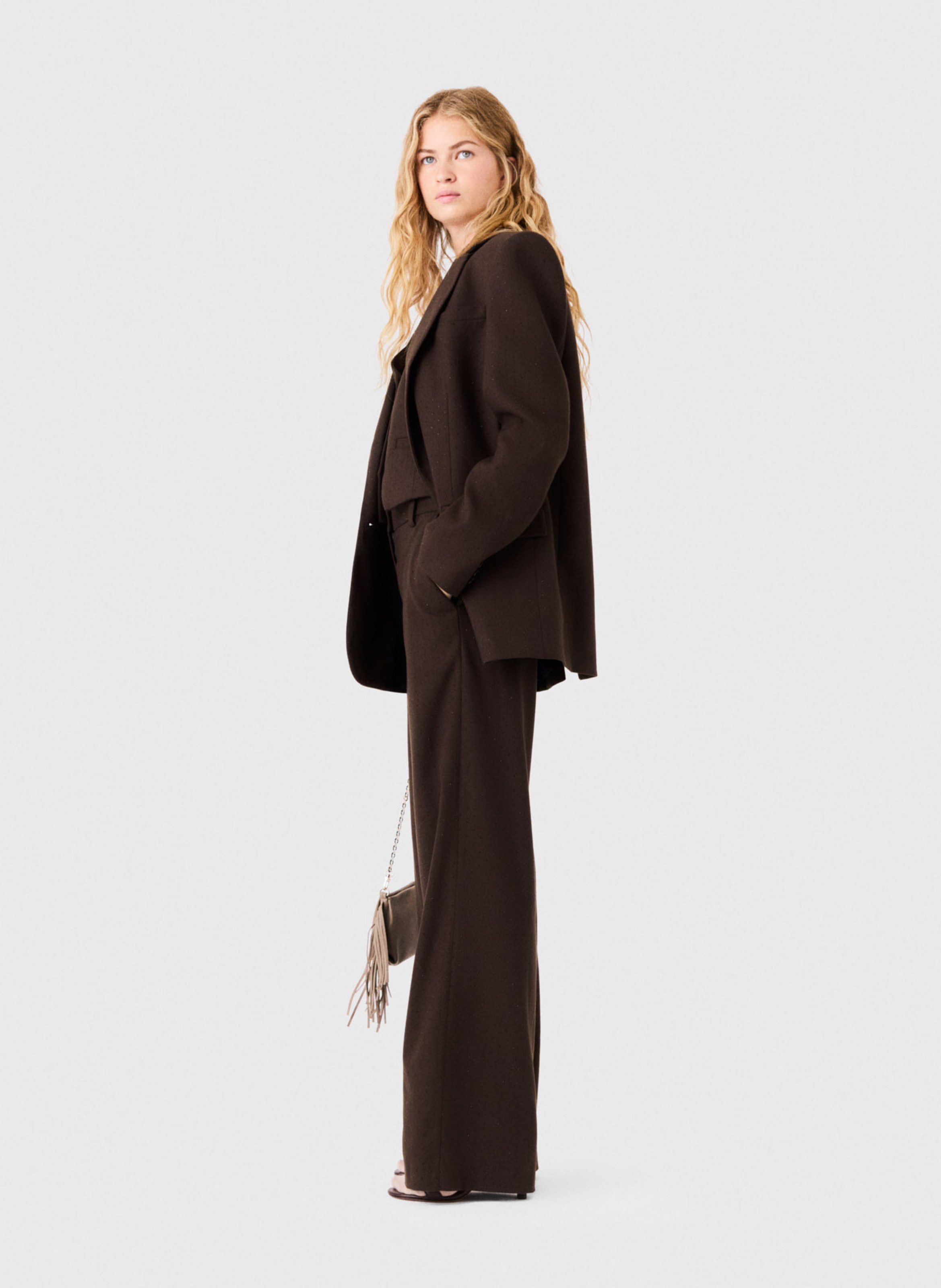 Wijde broek met hoge taille MAJE Bruin