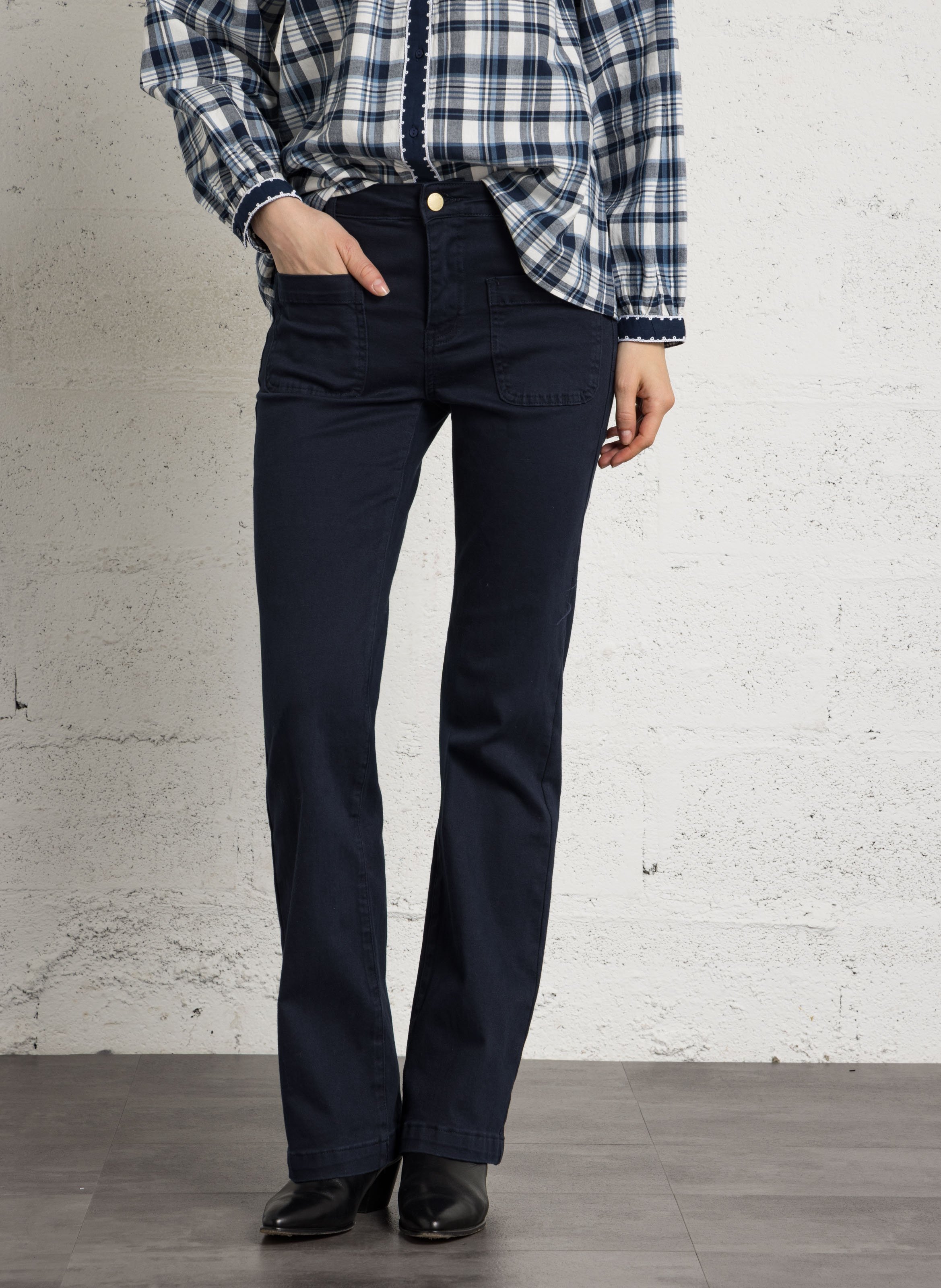 Katoenen broek met wijd uitlopende pijpen LA PETITE ETOILE Blauw