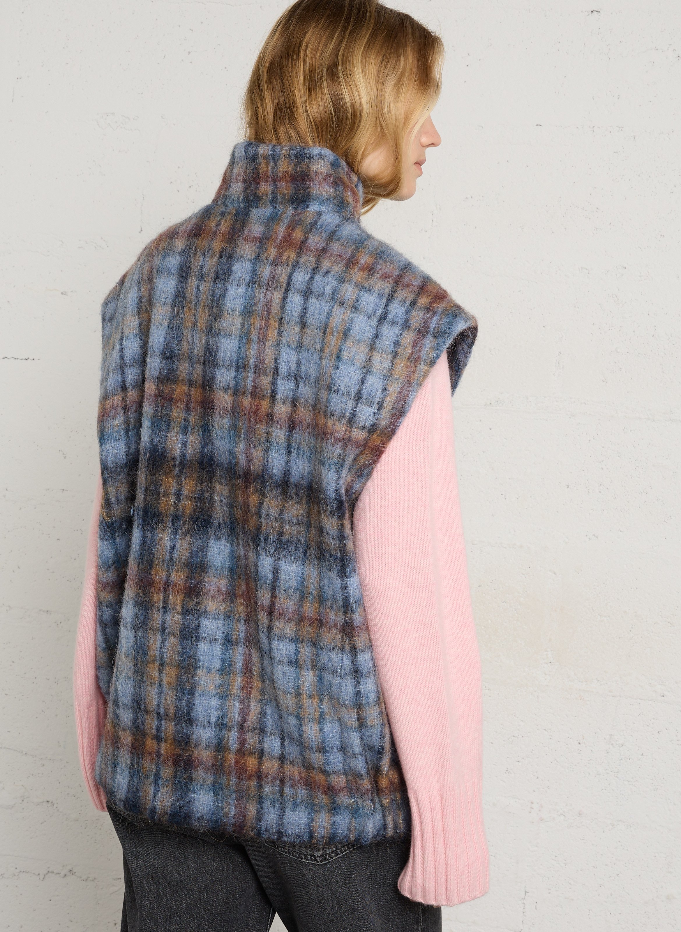 Manteau col montant à carreaux MAISON 123 Bleu
