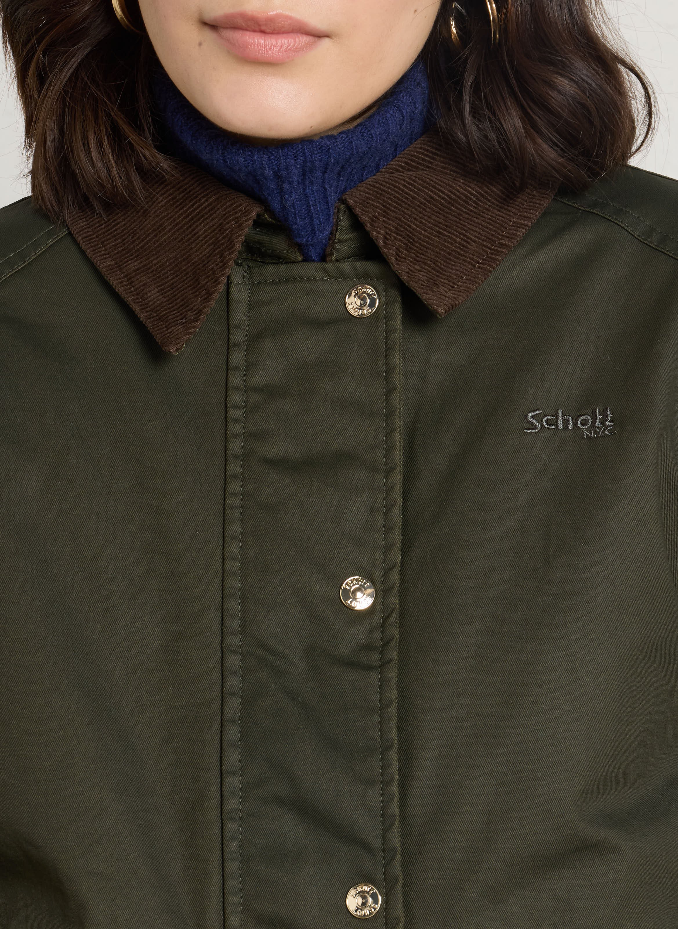 Baumwollblouson mit klassischem Kragen SCHOTT Khaki