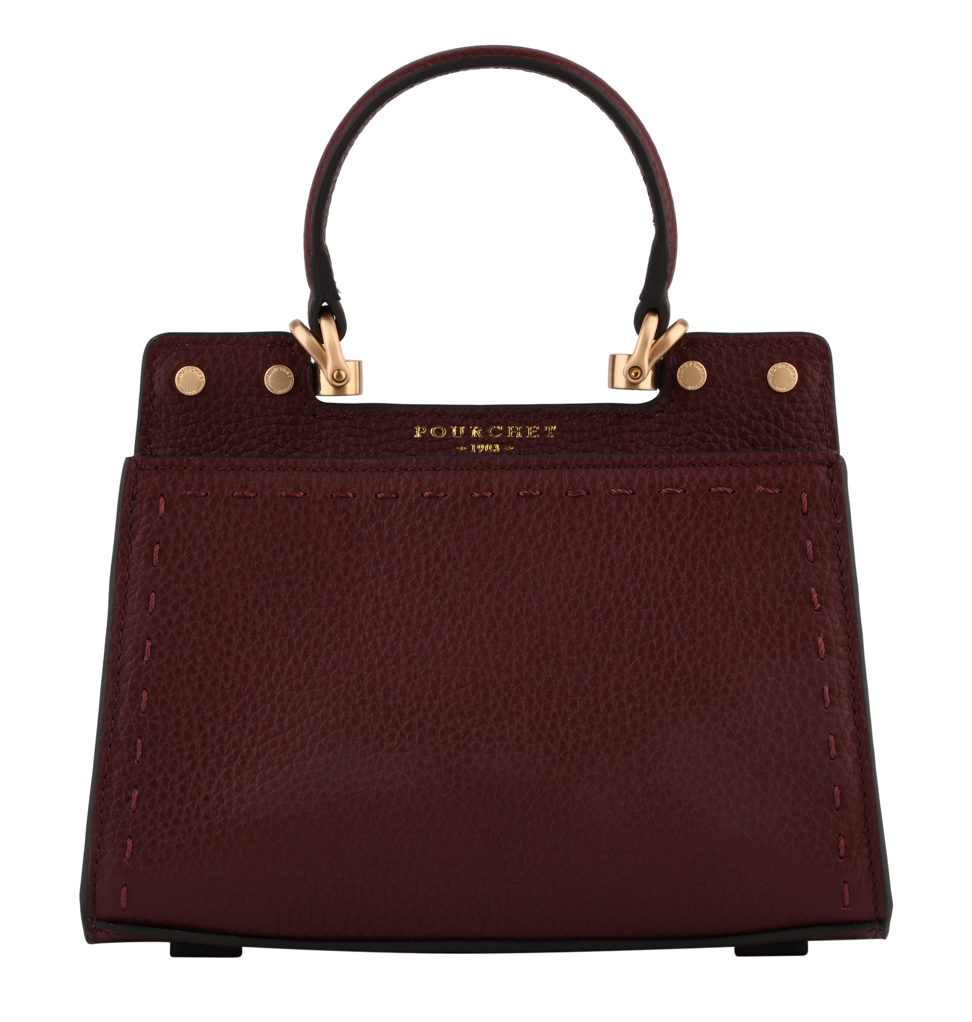 Cowhide leather handbag with a suede-effect finish POURCHET Red