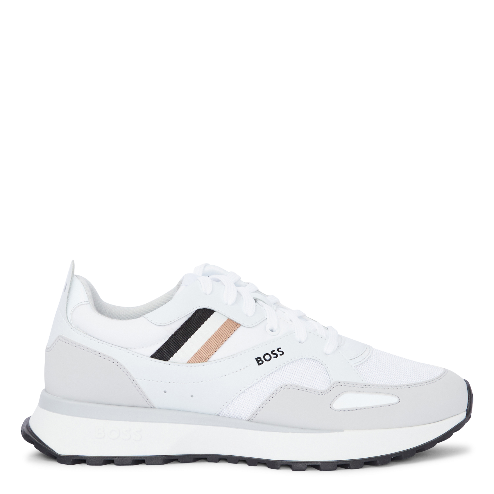 Low-top round-toe trainers BOSS White