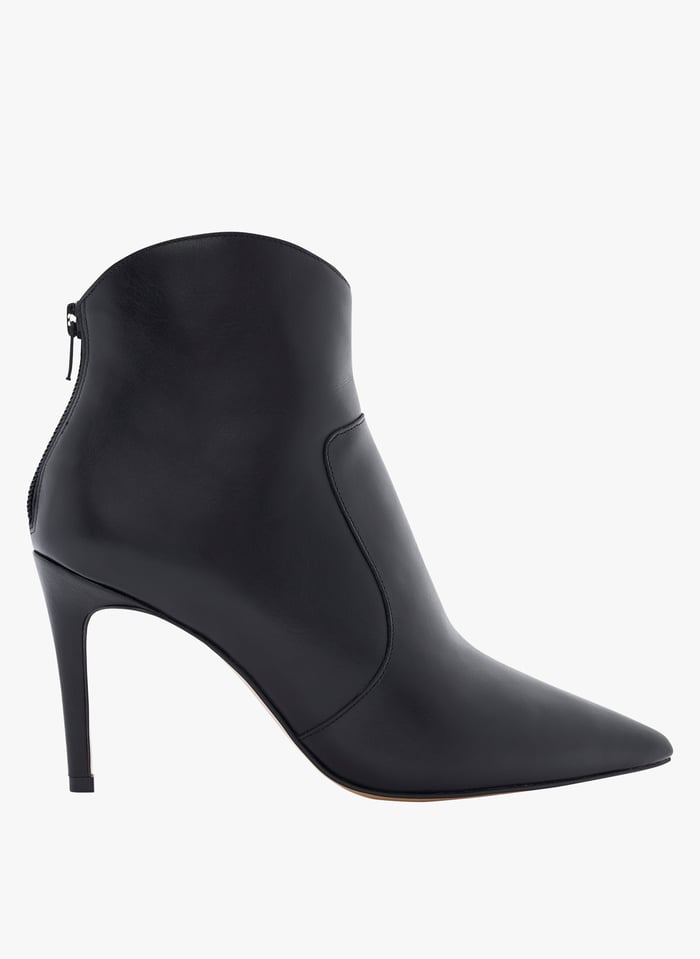Bottines Talon Aiguille En Cuir Kayane Noir Minelli Femme