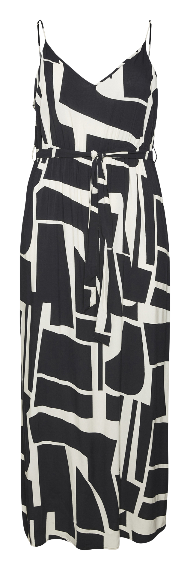 Sleeveless printed long dress Black