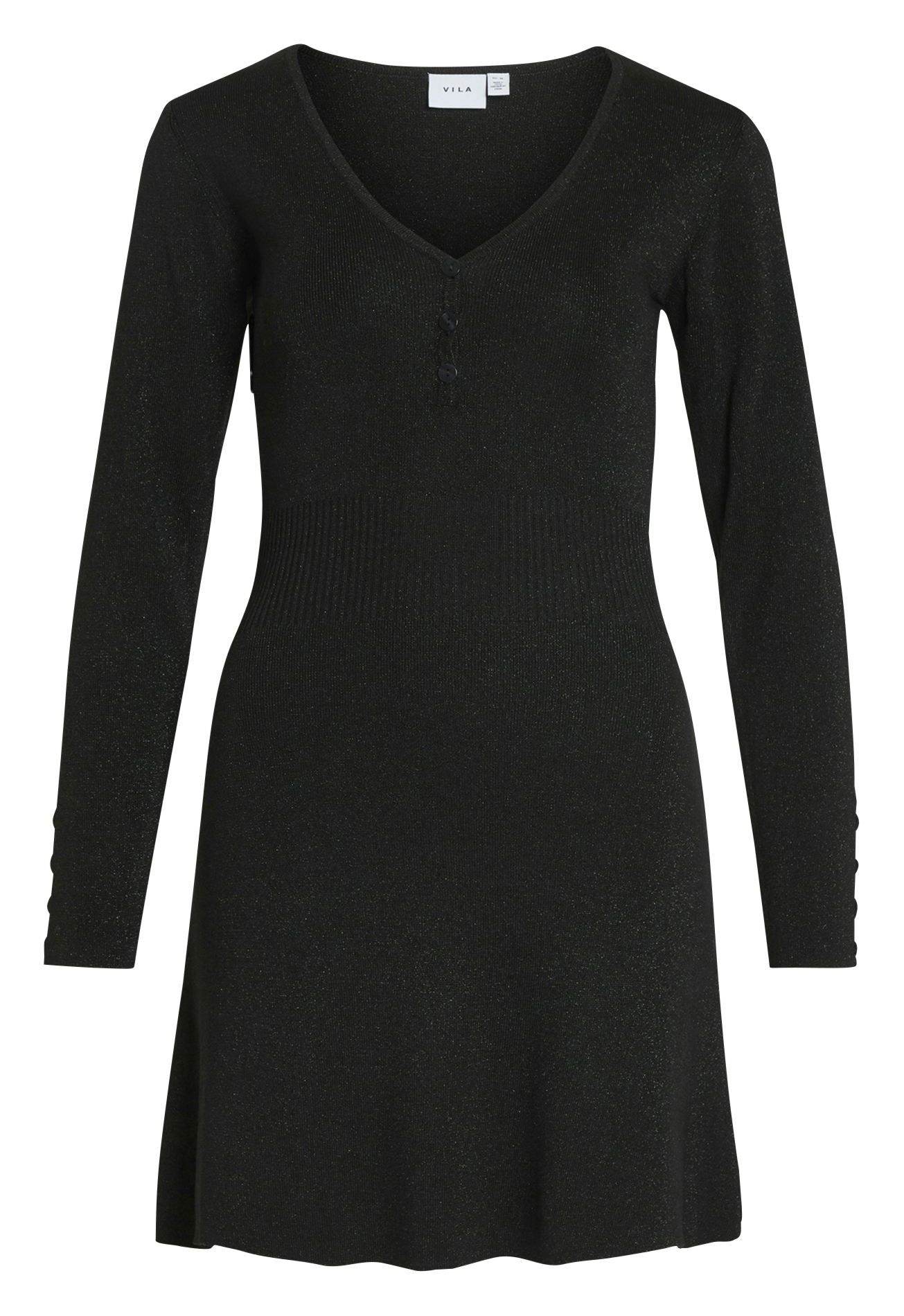 Robe courte en maille à fibres métallisées VILA Noir
