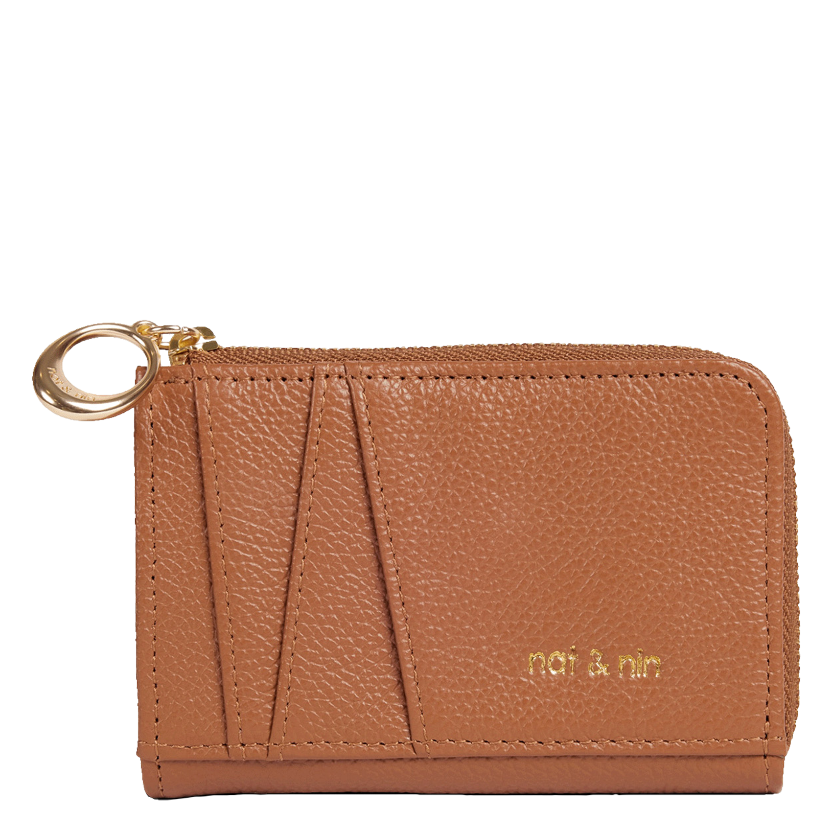 Porte-cartes en cuir grainé NAT & NIN Marron