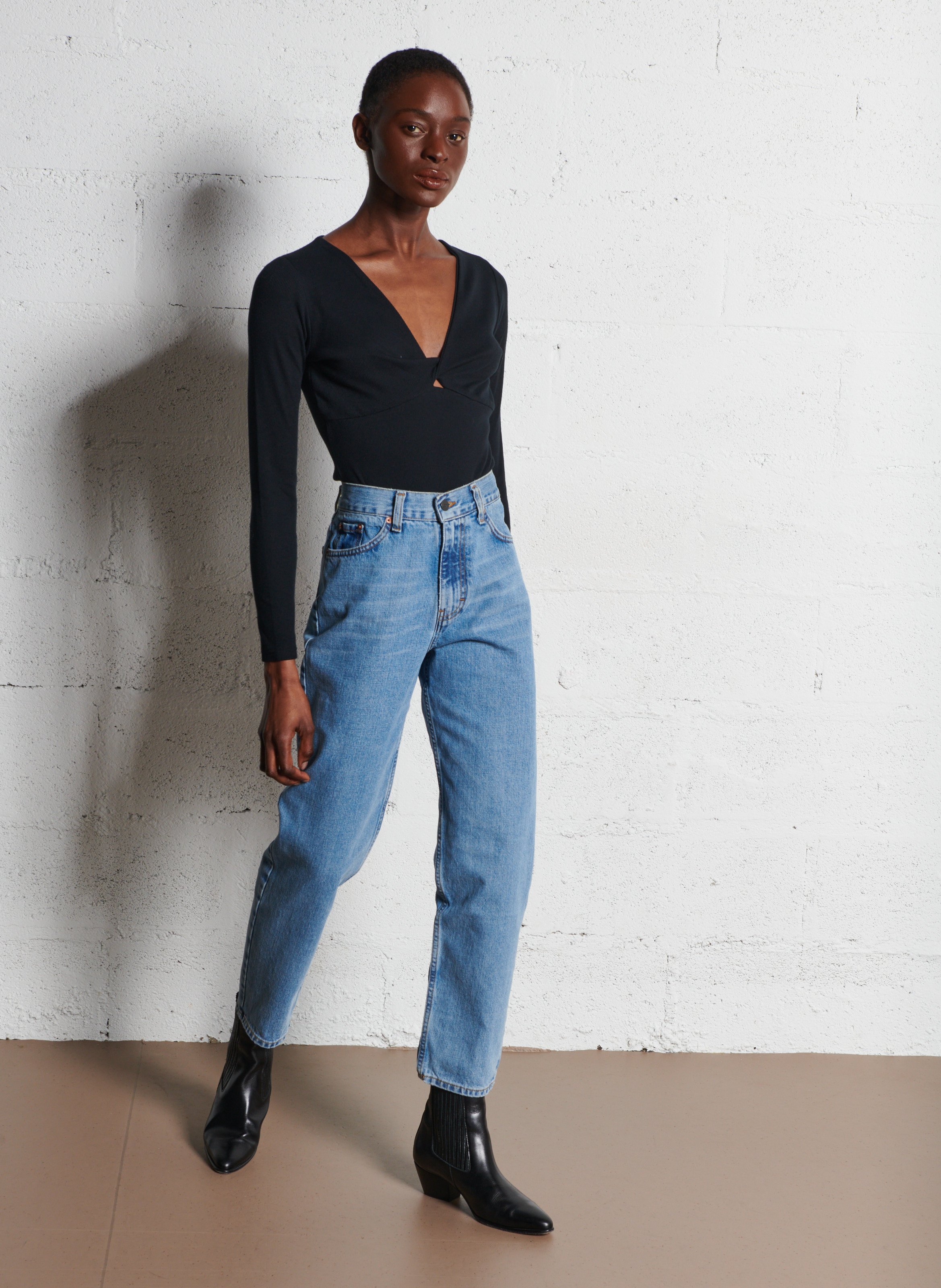 Jean taille haute droit en coton  MARGAUX LONNBERG Bleu