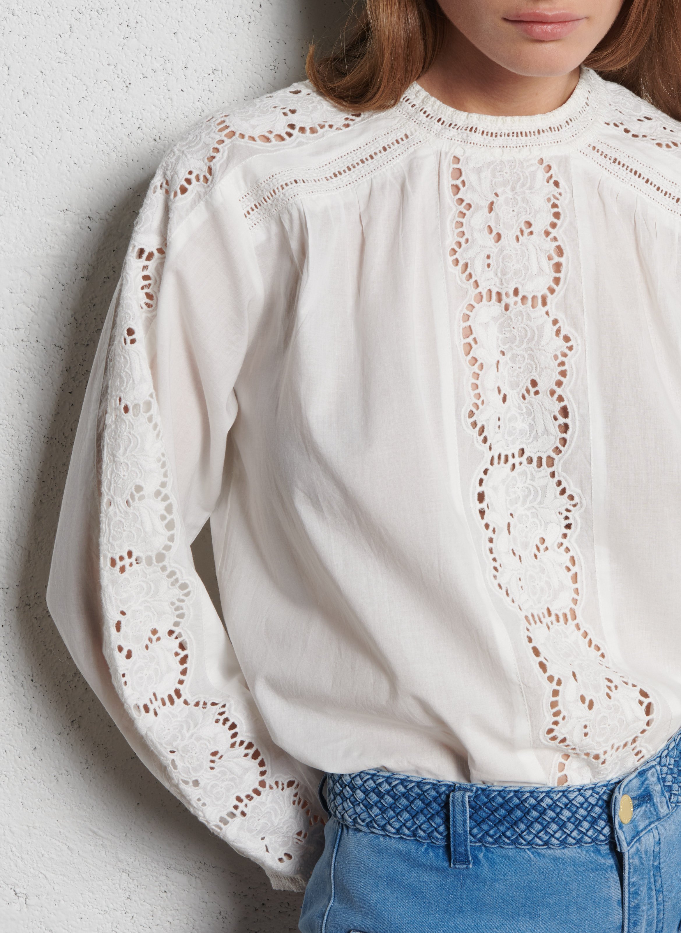 Loose-fit high-neck cotton blouse LA PETITE ETOILE Beige