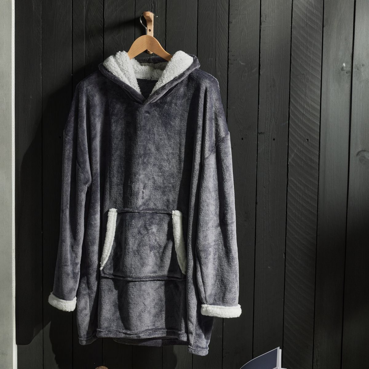 Checked fleece sweatshirt TODAY LINGE DE MAISON Grey