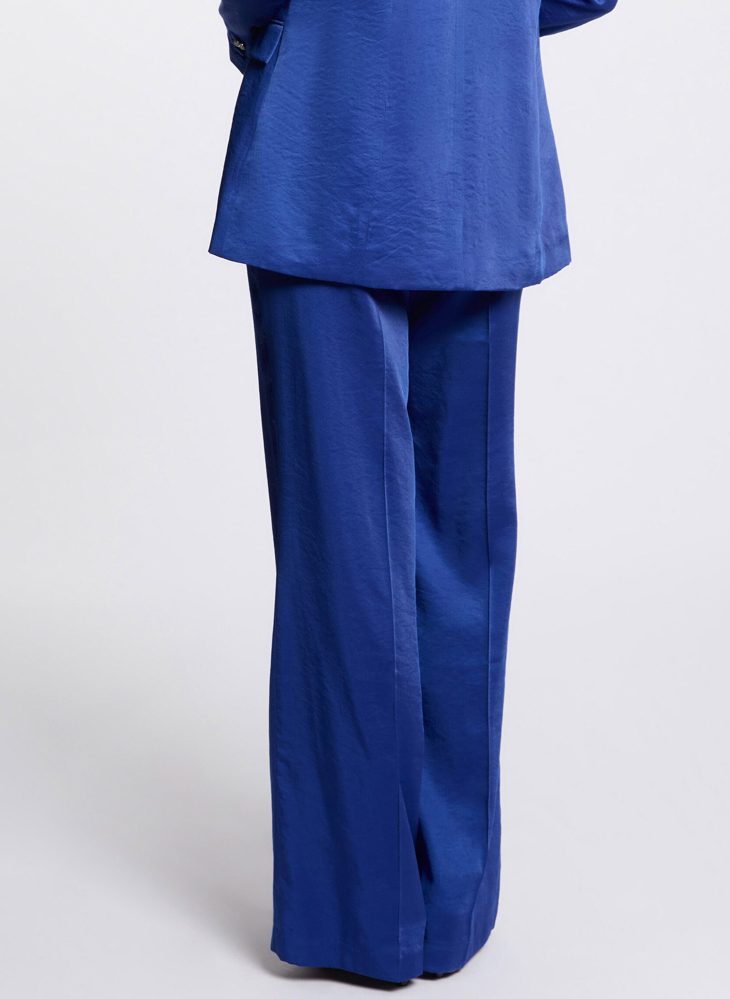 Satijnen pantalon met hoge taille MORGAN Blauw