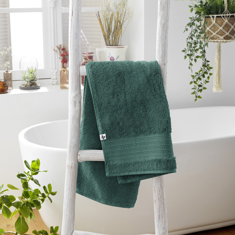 100% combed cotton hand towel L'EFFET PAPILLON Green