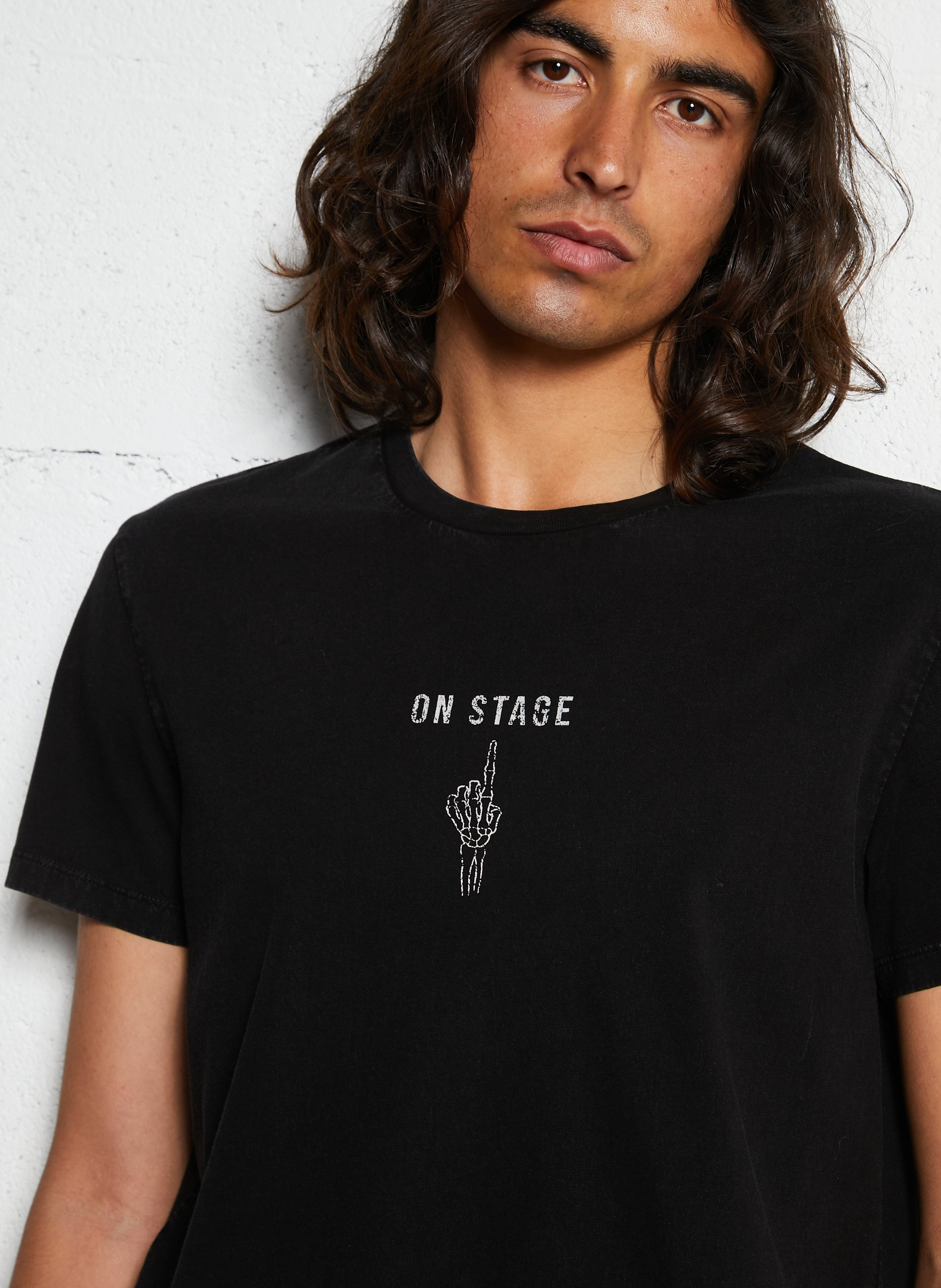 Gerader T-Shirt aus bedruckter Baumwolle IKKS Schwarz