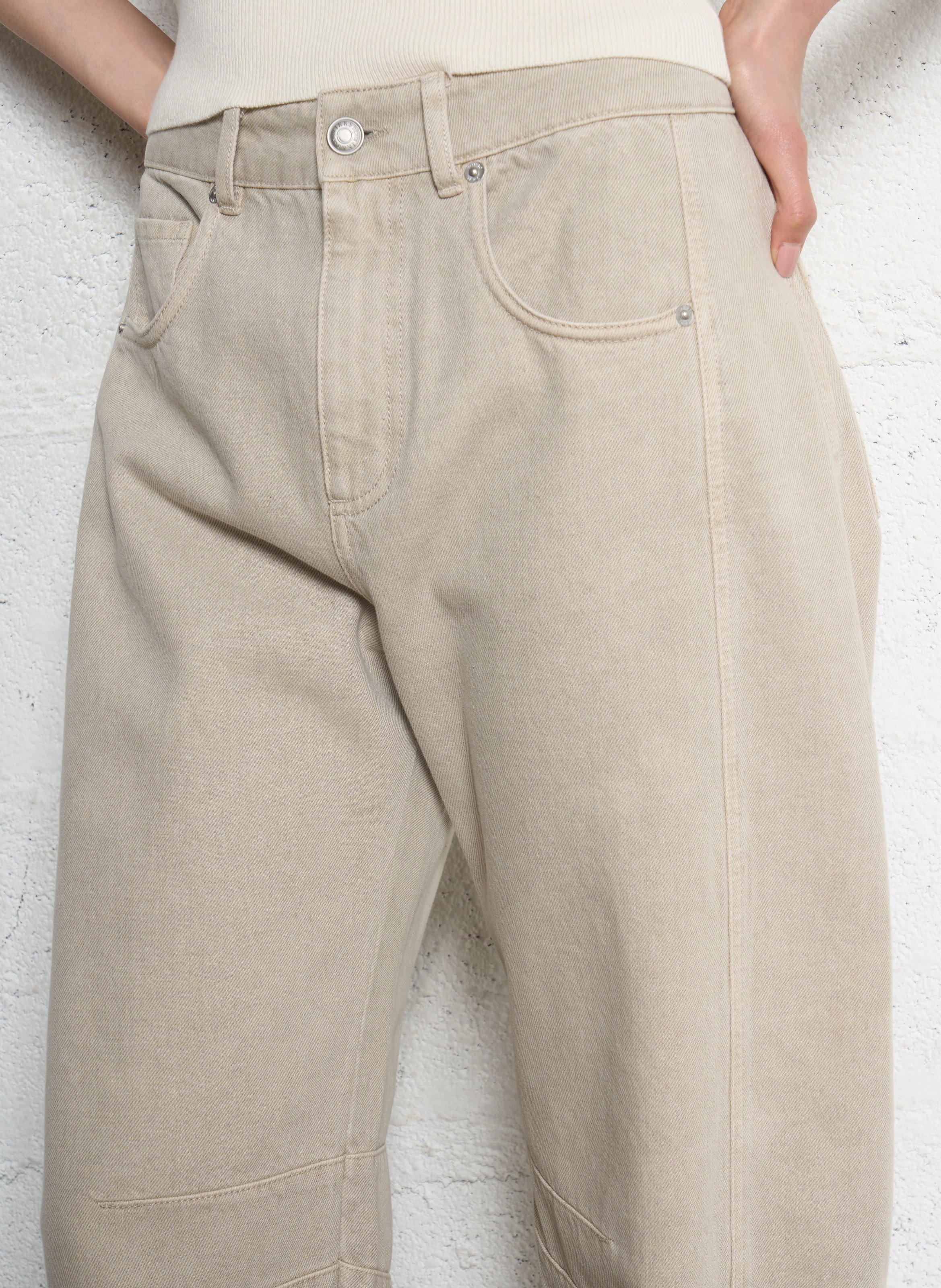 Weite Ballonhose in einfarbigem Baumwolle IKKS Beige