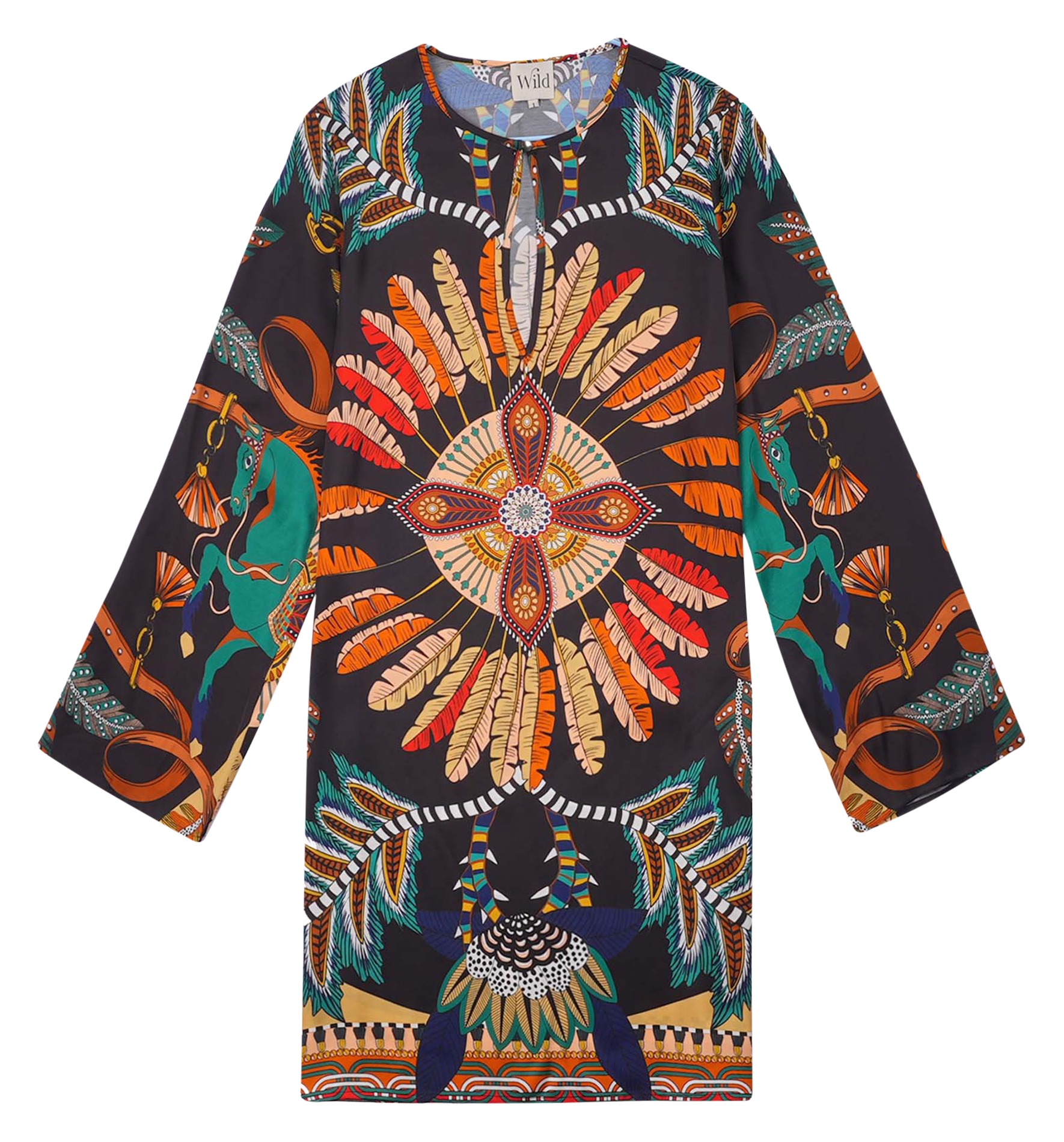 Fanny Juliette printed round-neck short dress WILD Black