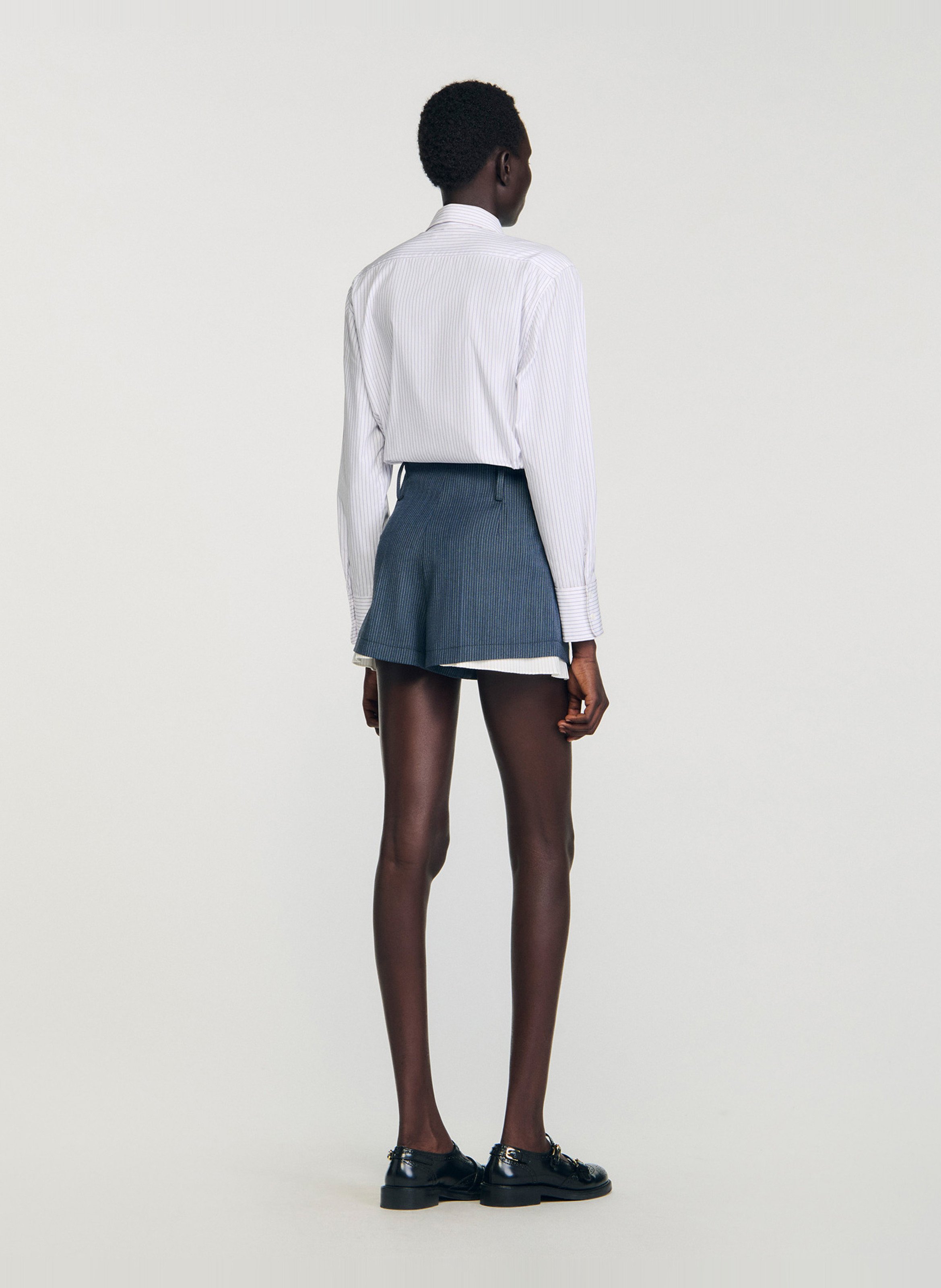 Short droit rayé SANDRO Bleu