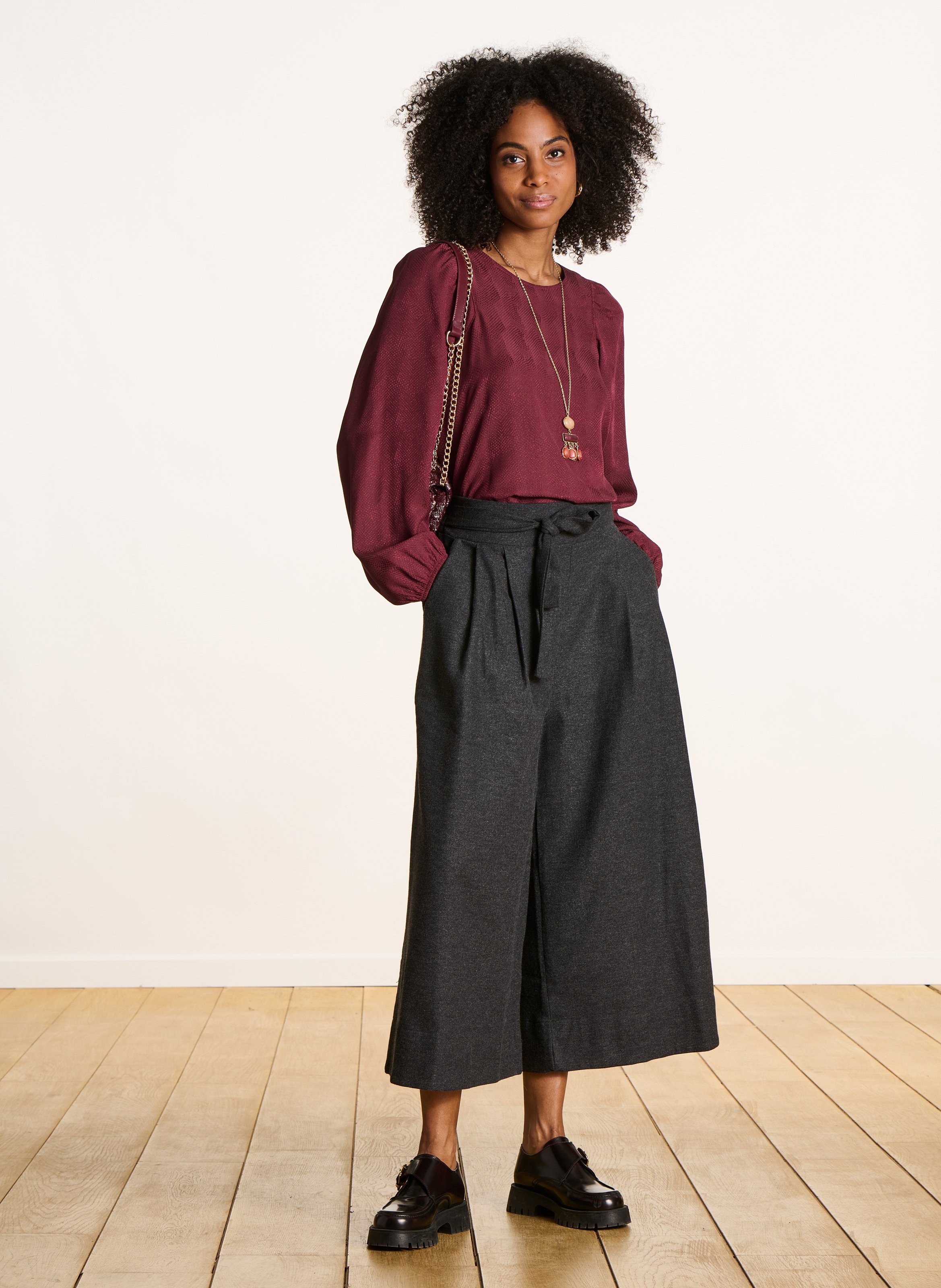 Pantalon 7/8ème en coton mélangé LA FEE MARABOUTEE Gris