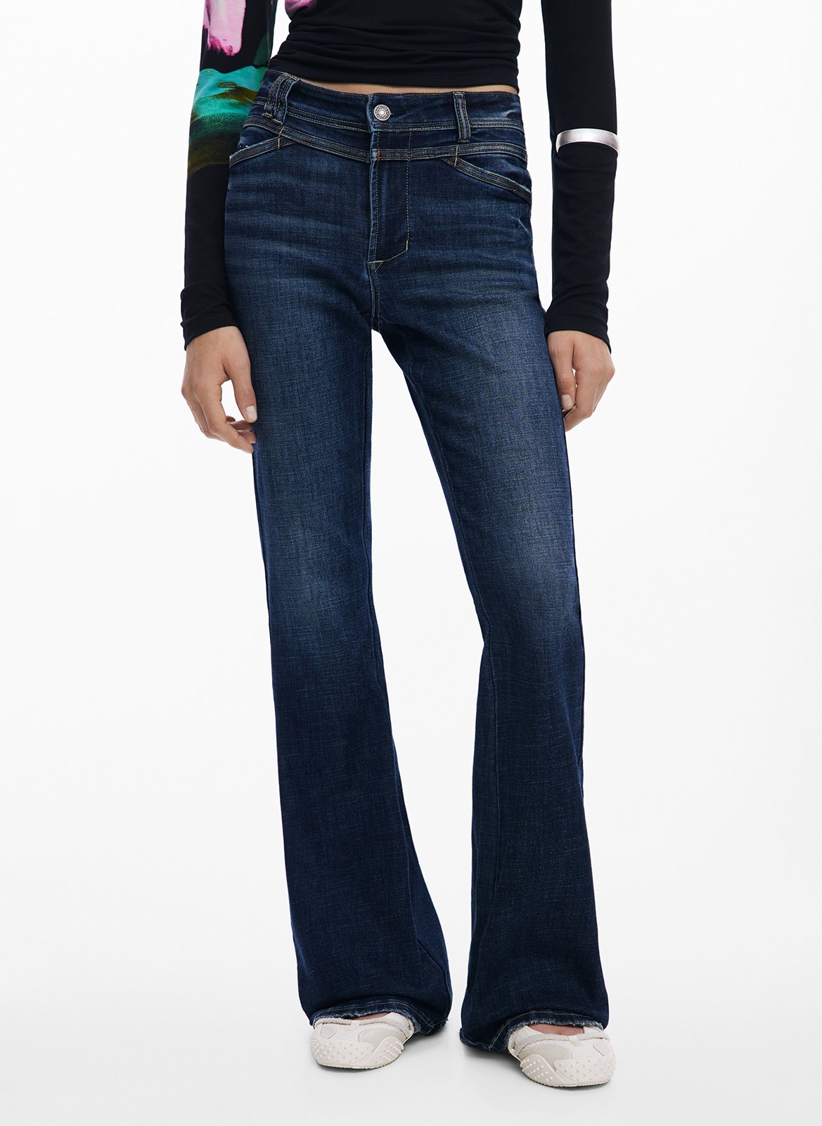 Jean flare en coton mélangé DESIGUAL Bleu